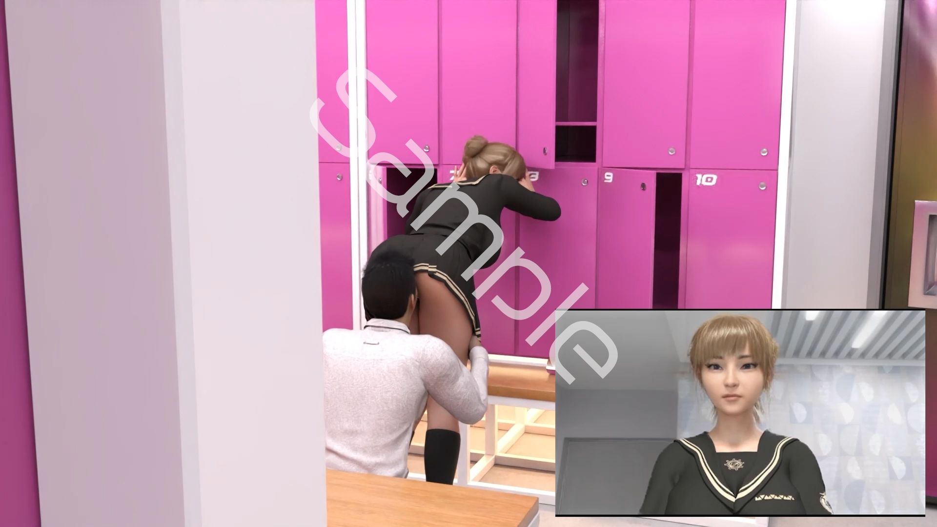 【▲100●100】生徒会長 一ノ瀬廻里・県警からの事情聴取で、自らの盗撮被害動画の確認を強いられる:Vol.R014『ロッカールームでの彼氏に後ろからスカート内に顔突っ込まれた件』 - サンプル画像 2