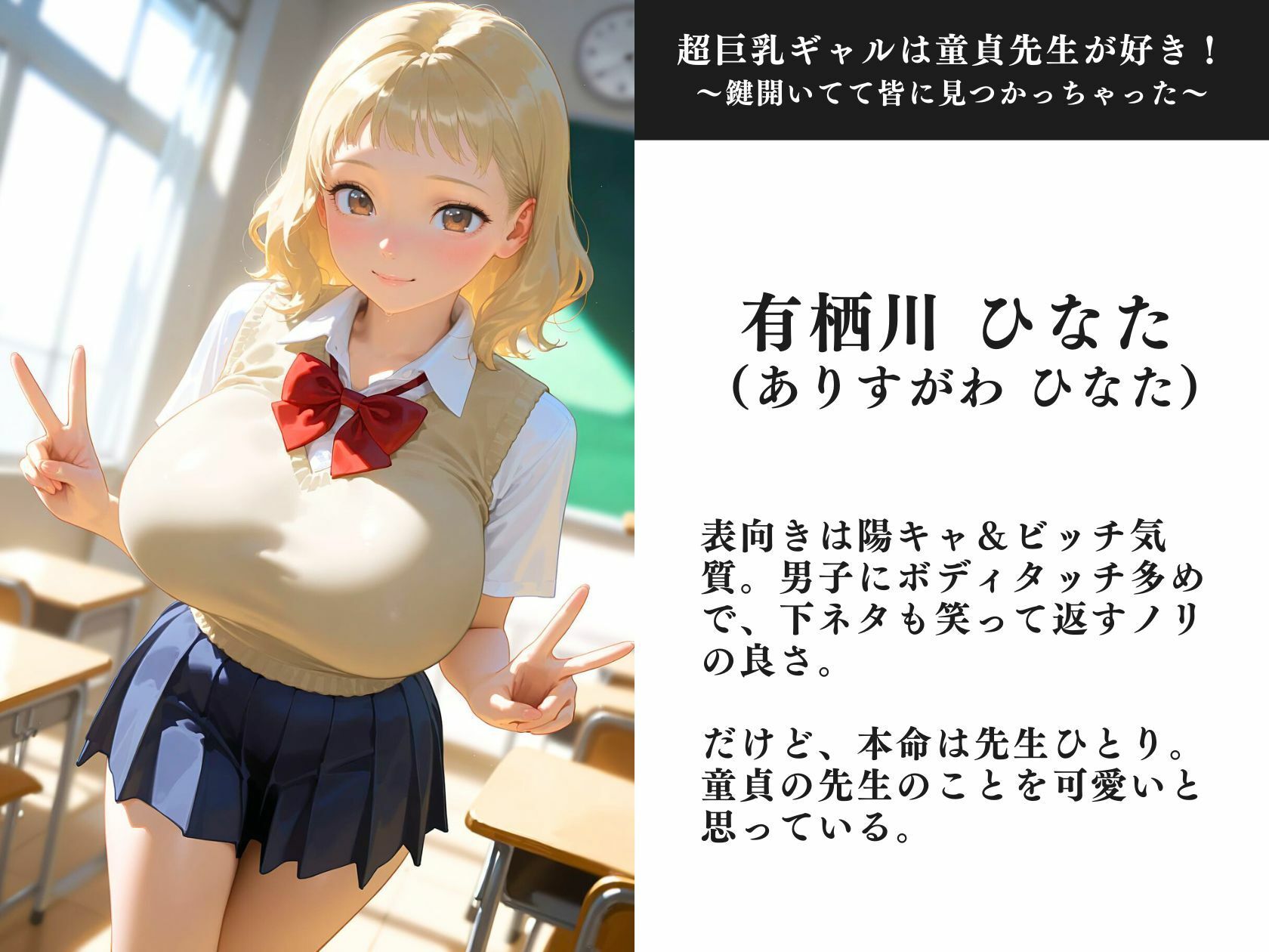 超巨乳ギャルは童貞先生が好き！〜鍵開いてて皆に見つかっちゃった〜 - サンプル画像 1