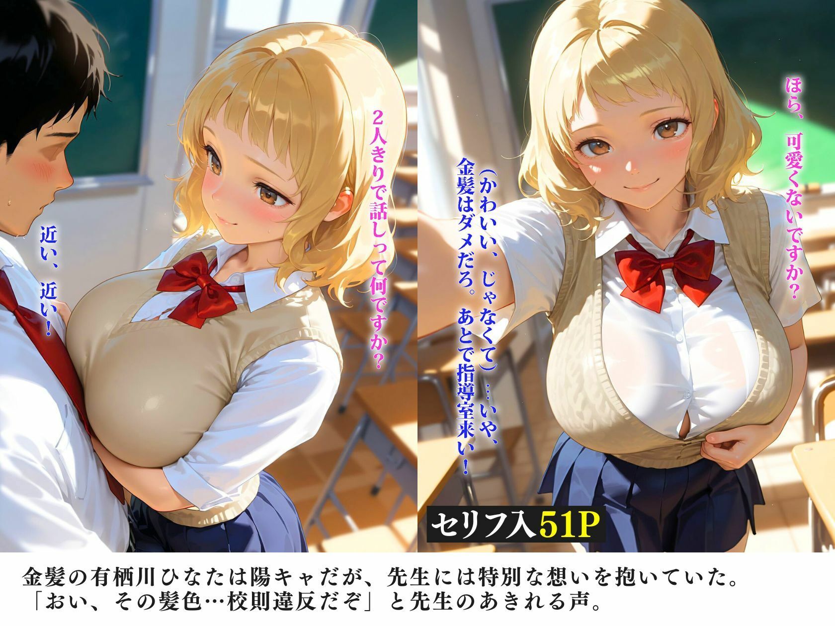 超巨乳ギャルは童貞先生が好き！〜鍵開いてて皆に見つかっちゃった〜 - サンプル画像 2