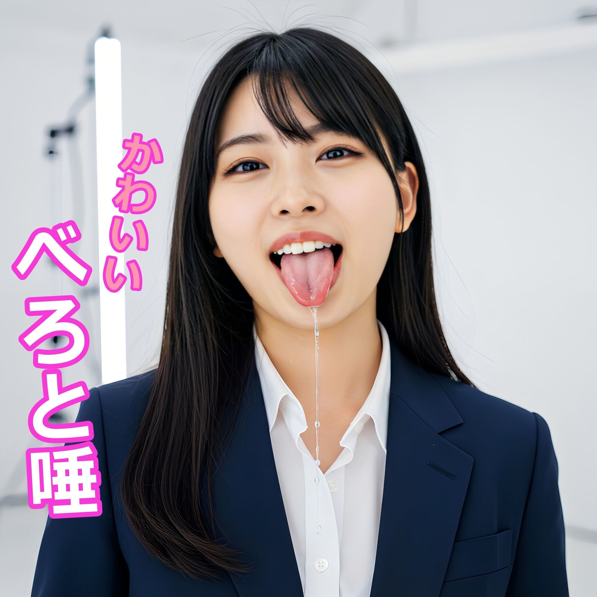 美女OLのベロ・唾天国 - サンプル画像 1