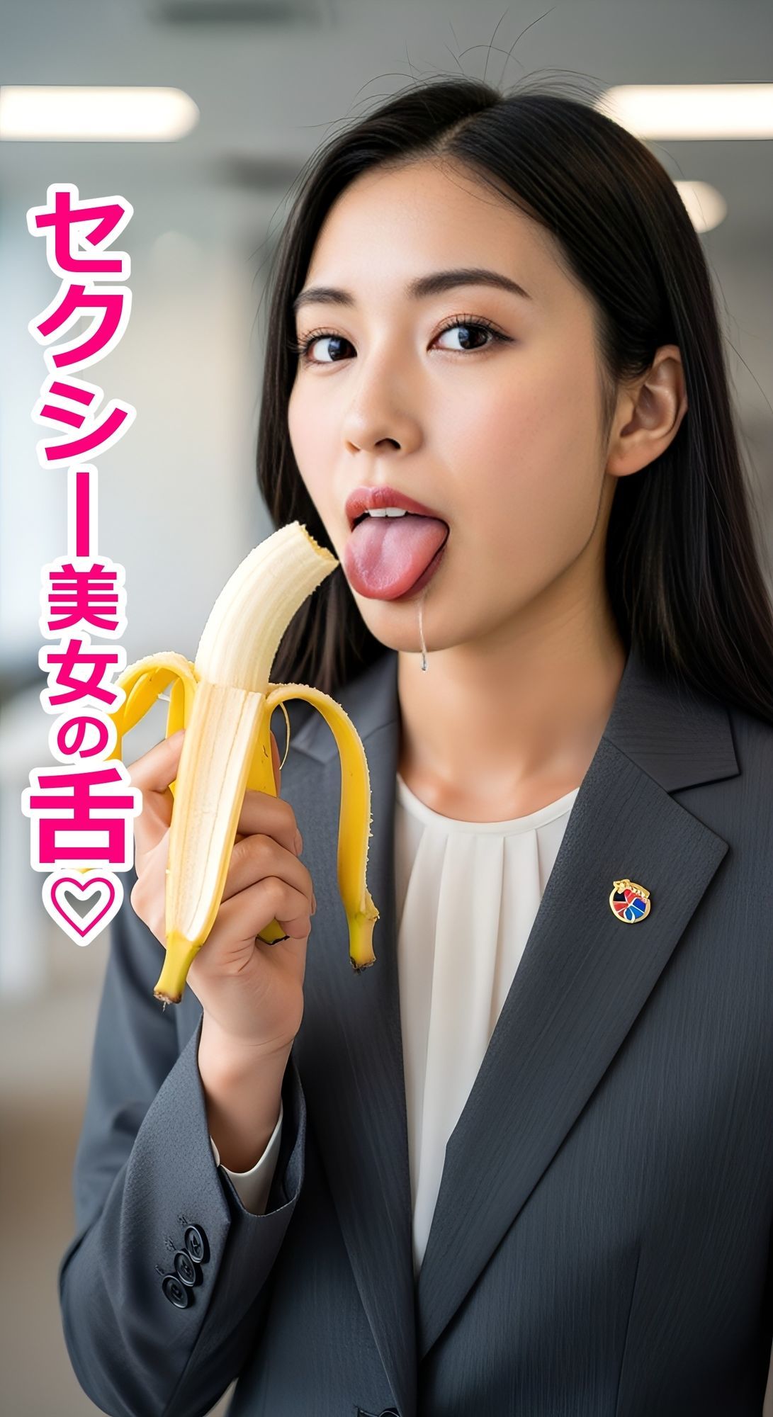 美女OLのベロ・唾天国 - サンプル画像 2