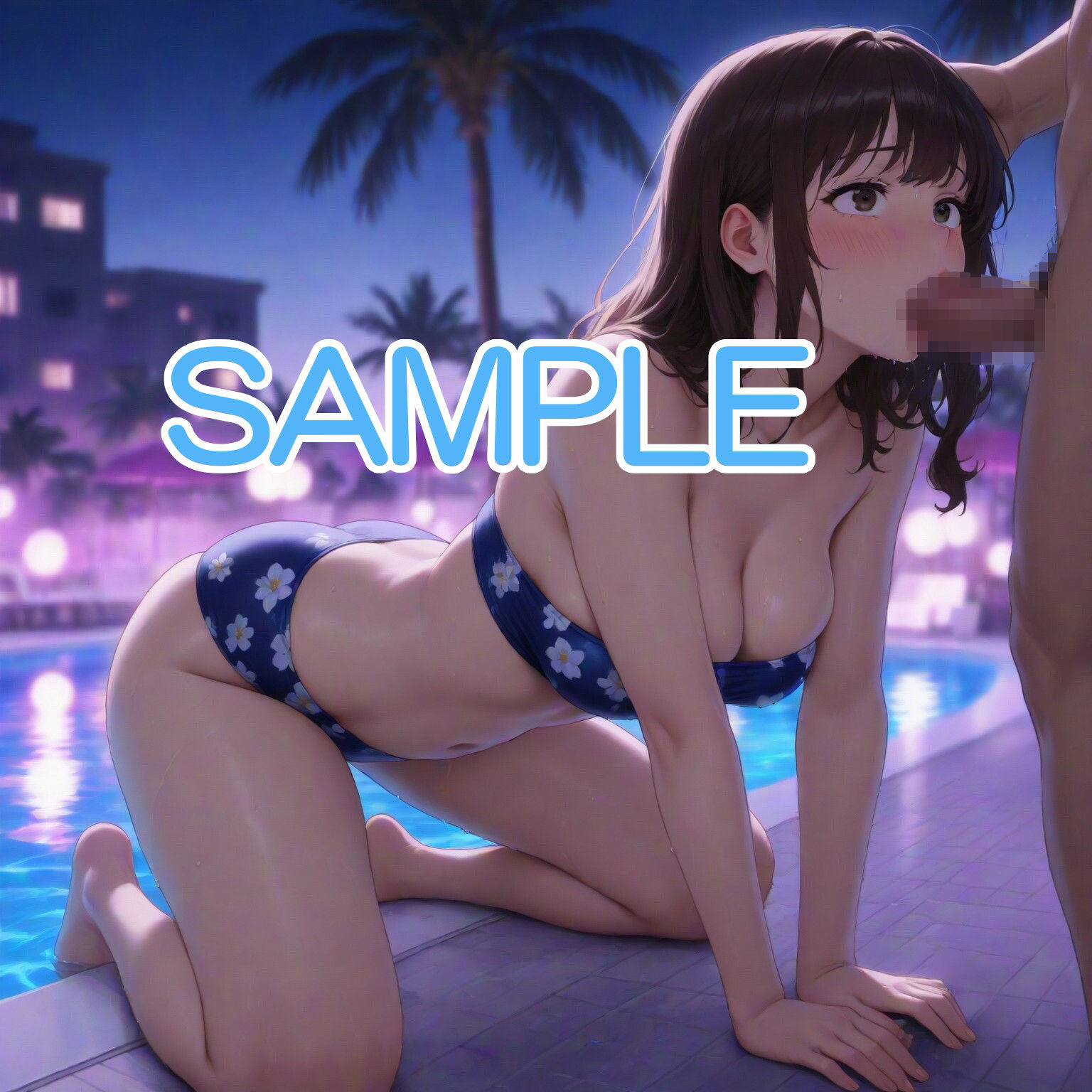 水着な女の子とナイトプールで・・・ - サンプル画像 2