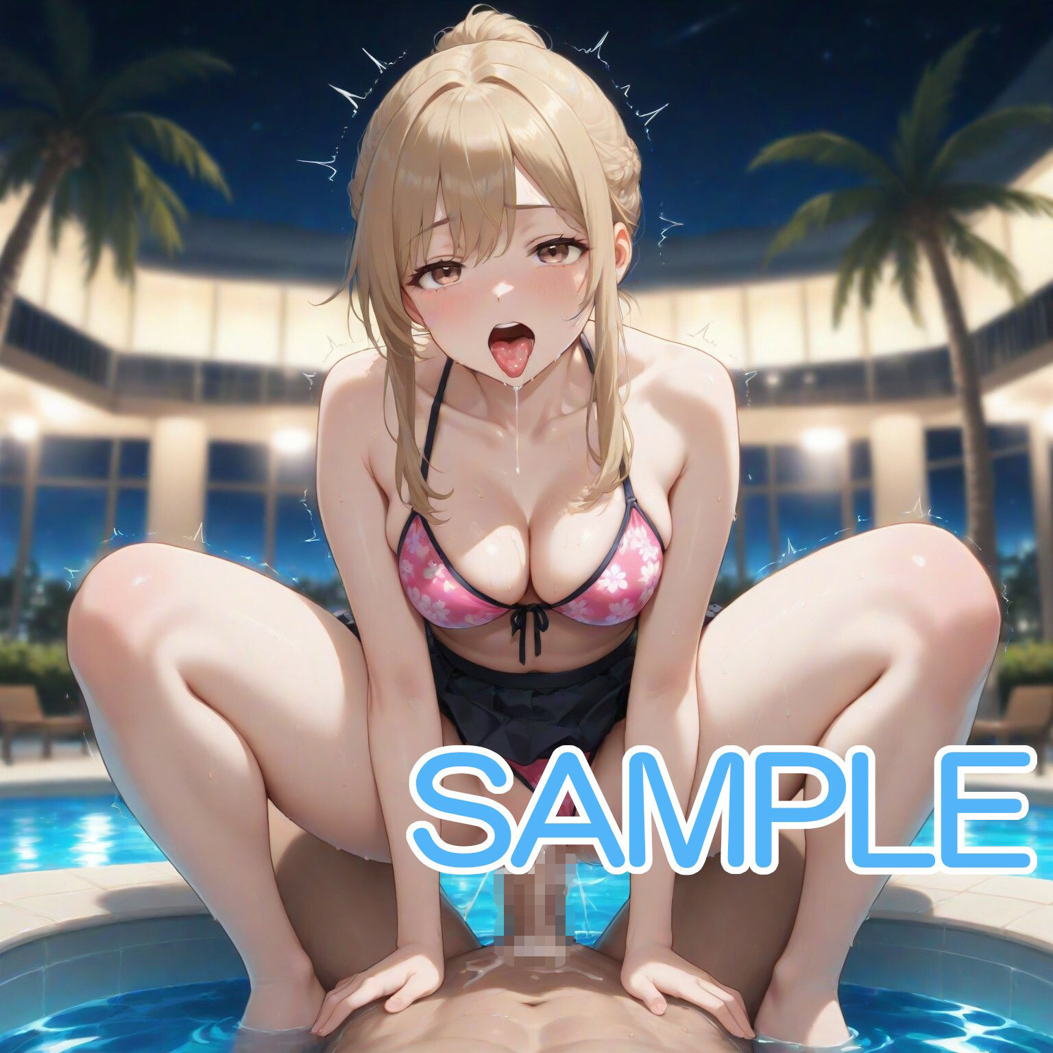 水着な女の子とナイトプールで・・・ - サンプル画像 3