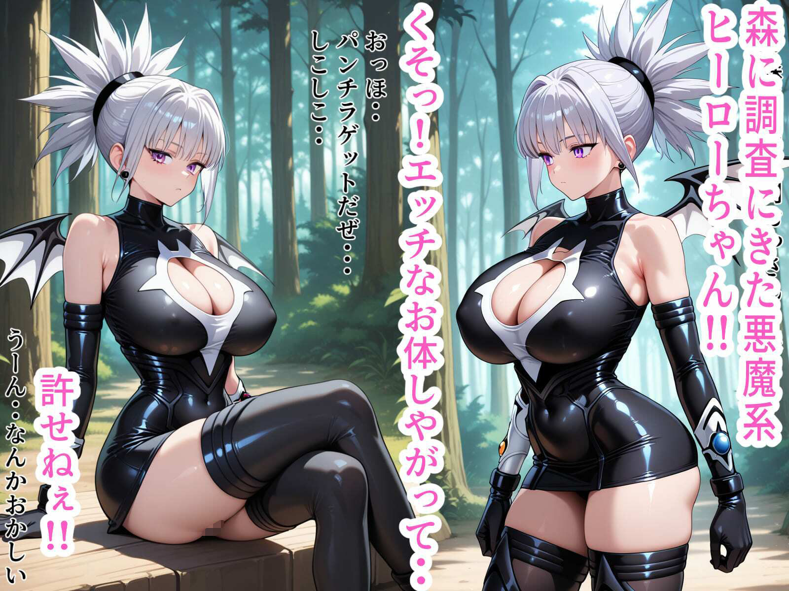 悪魔系ヒーローちゃん・・森で大敗北！！ - サンプル画像 1