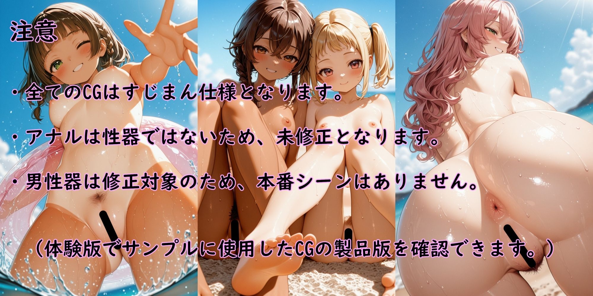 ヌーディストビーチのすじっ娘たち〈陰毛ありVer.〉 - サンプル画像 1