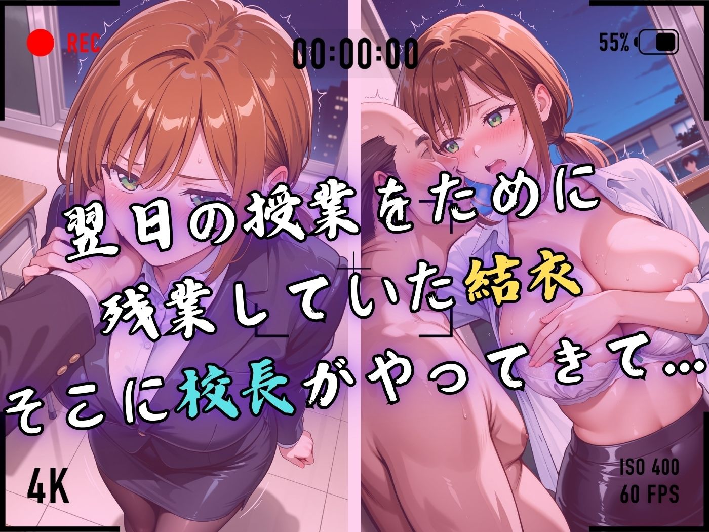 【4Kイラスト】1万3000人の生徒を抱いた校長による篠原結衣への性指導（教室編） - サンプル画像 4