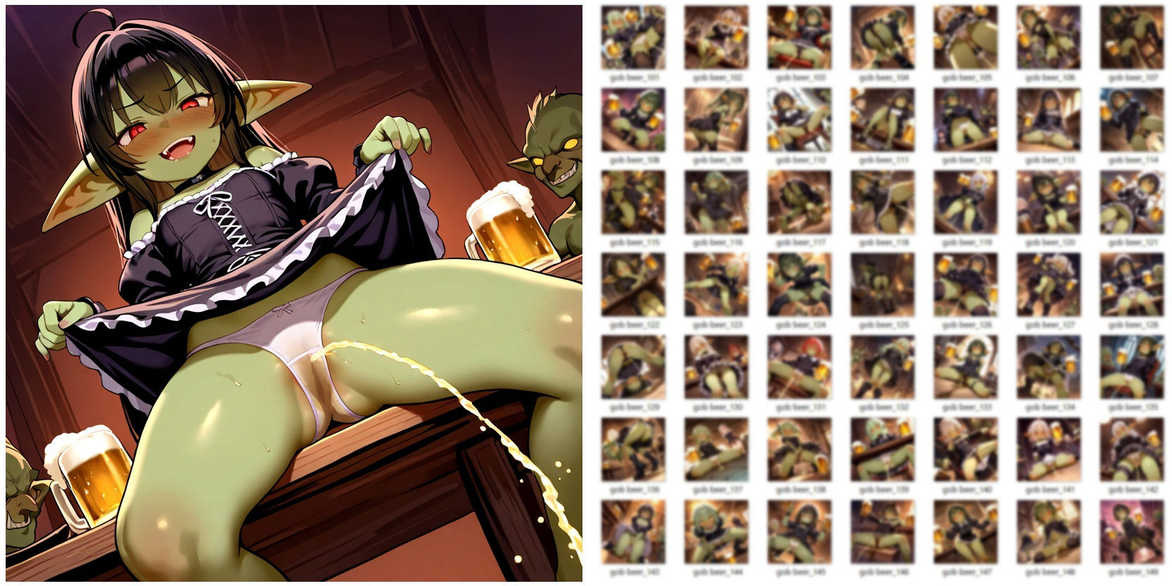 ゴブリンドリンクバー！ゴブリンがおしっこしながらビールを飲んでるだけのCG集 - サンプル画像 3