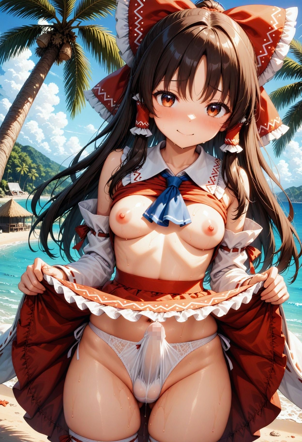 東方双性陰（水） 水着とビキニでギンギンフタナリセックス！ - サンプル画像 9