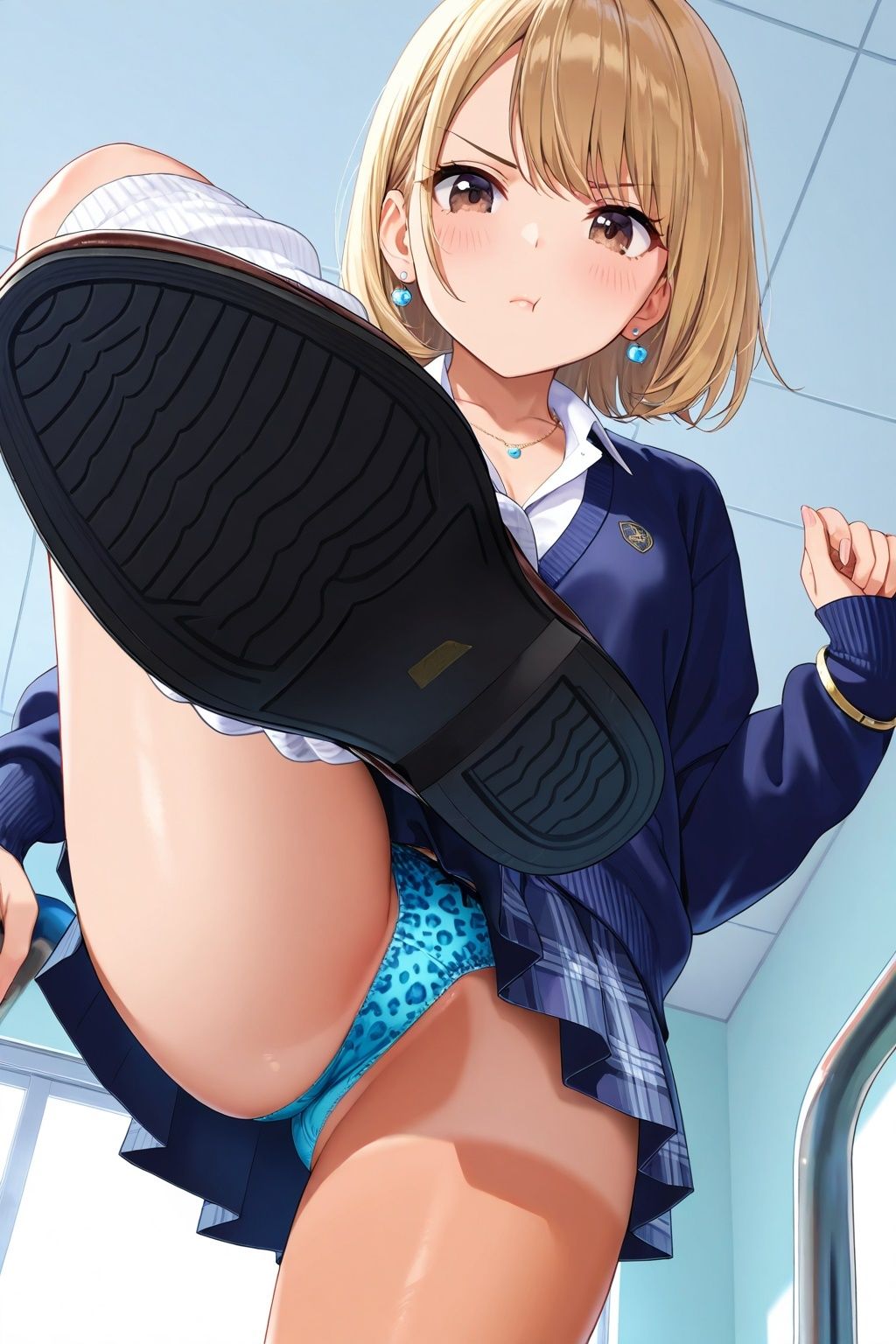 ルーズソックスJKの踏みつけパンチラ - サンプル画像 4