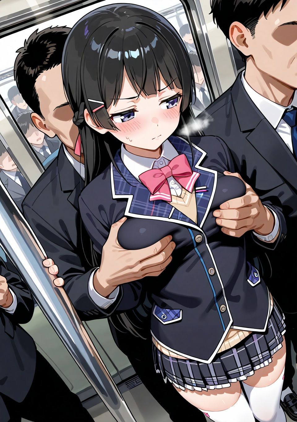 電車内セクハラ  〇ノ〇兎  〜あの委員長が全身を弄られマジイキ潮吹き大量中出し〜499枚 電車内/セクハラ/手マン/絶頂/フェラ/後背位/中出し/ぶっかけ - サンプル画像 1