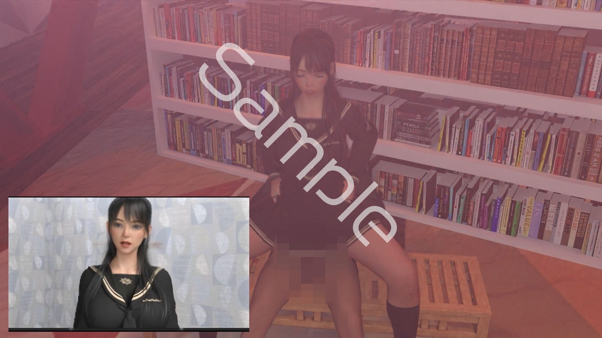 【△100●100】学業成績学年一位の二階堂沙耶・県警からの事情聴取で、自らの盗撮被害動画の確認を強いられる:Vol.R015『沙耶のAIディープフェイク・学校の図書室で先生と背面座位でセックス』 - サンプル画像 2