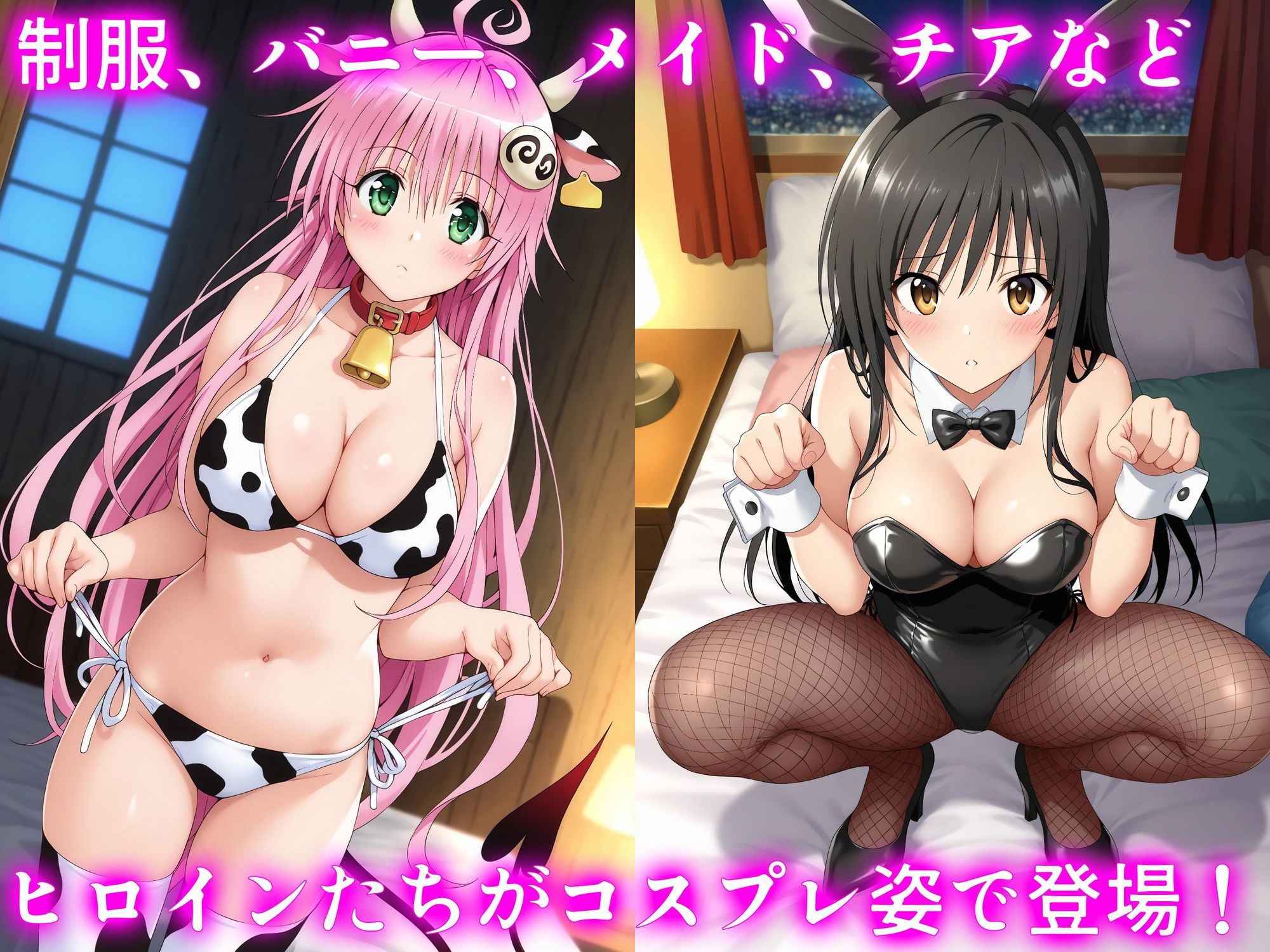 ヒロイン×コスプレ  古〇川唯＆ララ・サタ〇ン・デビルーク - サンプル画像 1