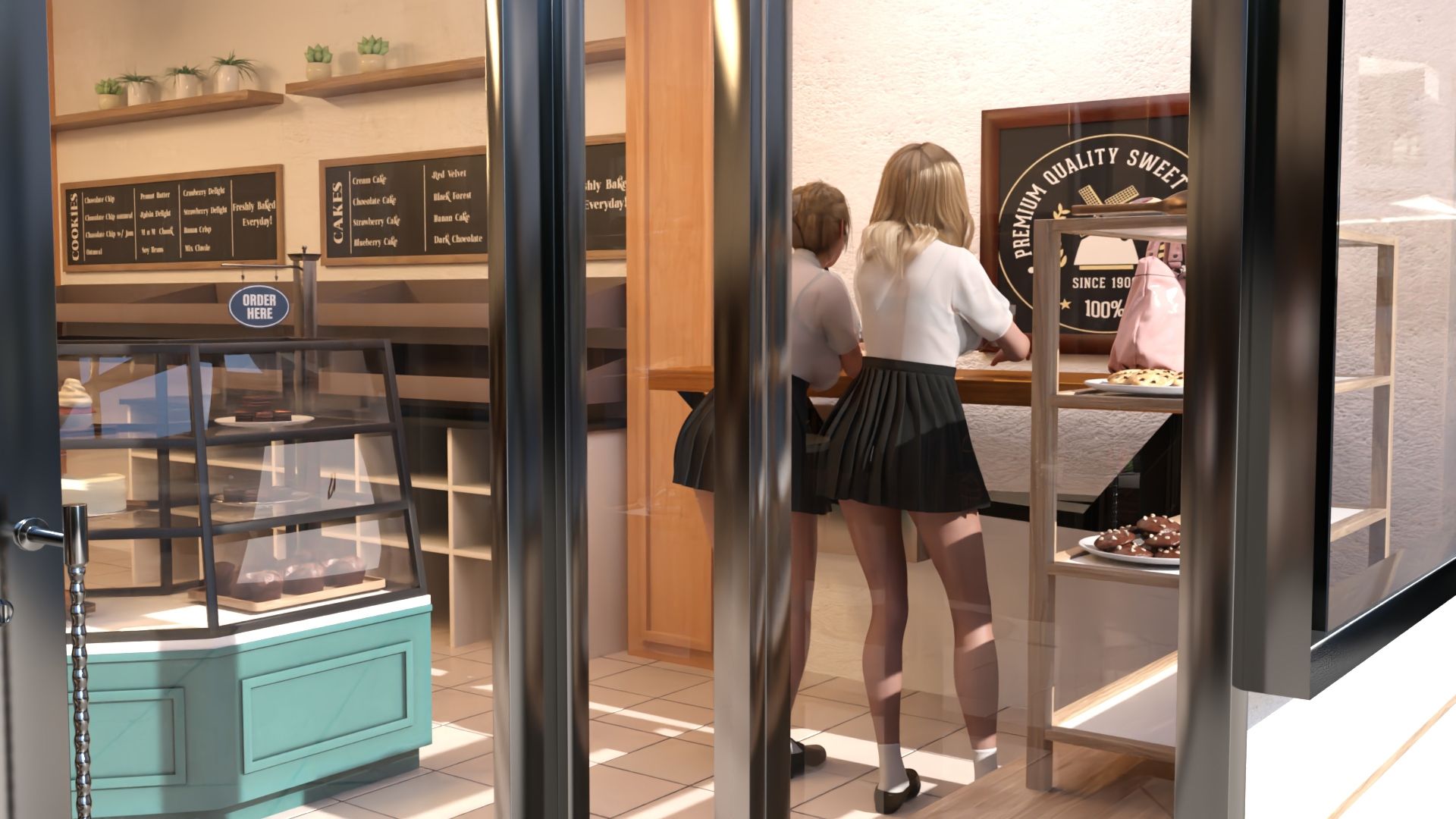 【▲100△100●100】学校帰りにコーヒーショップに寄って雑談する廻里と友梨。2025シリーズ（004:なぜ男子はこれほどまでにパンチラが大好きなのかについて猥談する二人） - サンプル画像 3