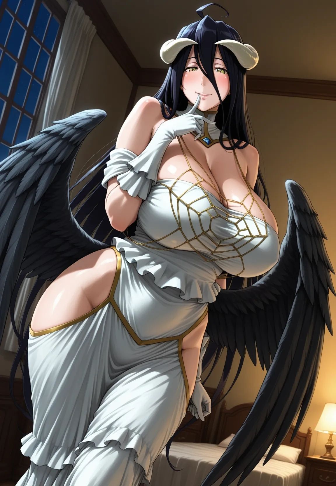 ムチムチなアルベドさんとのお泊りエッチ - サンプル画像 1
