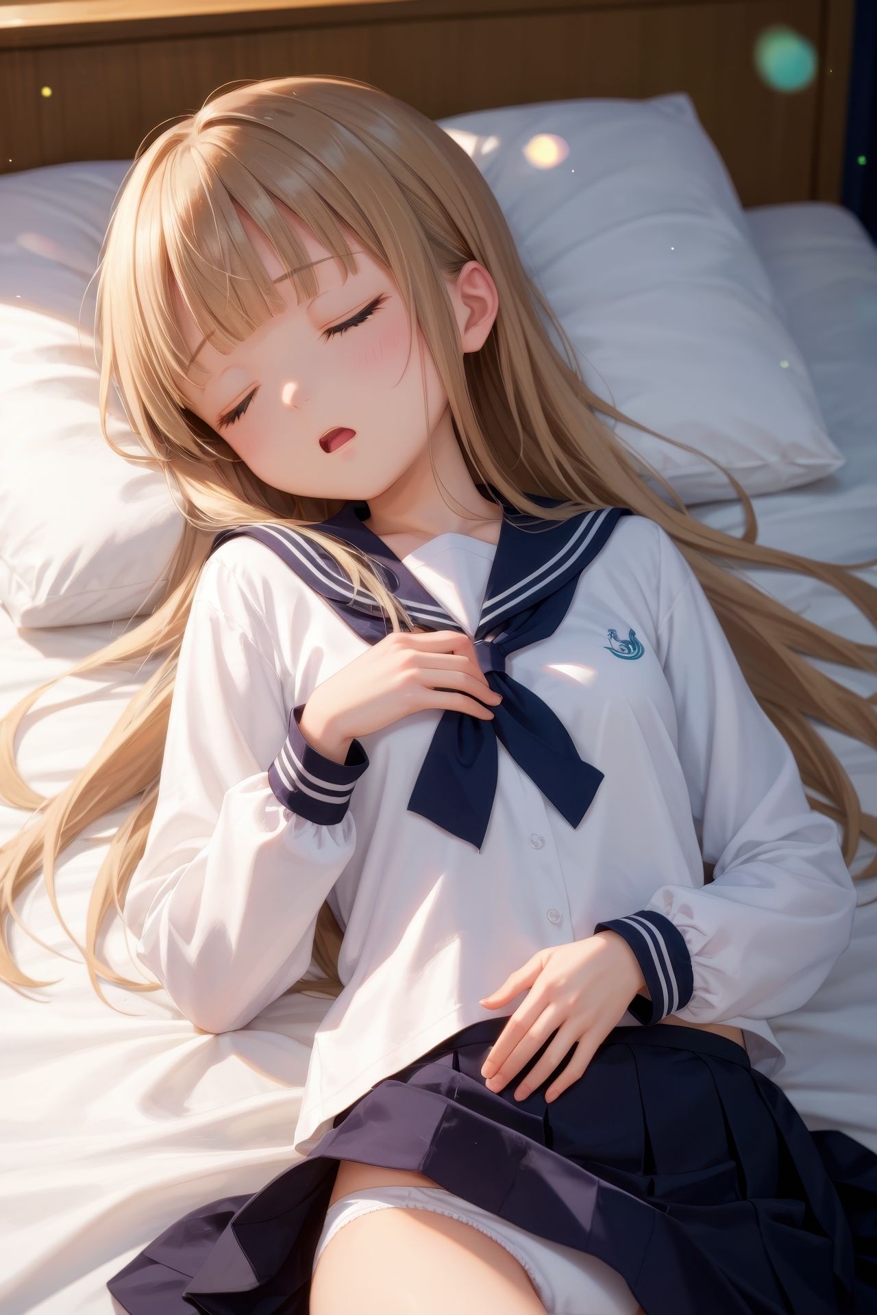 眠っている制服娘を全裸にする - サンプル画像 3