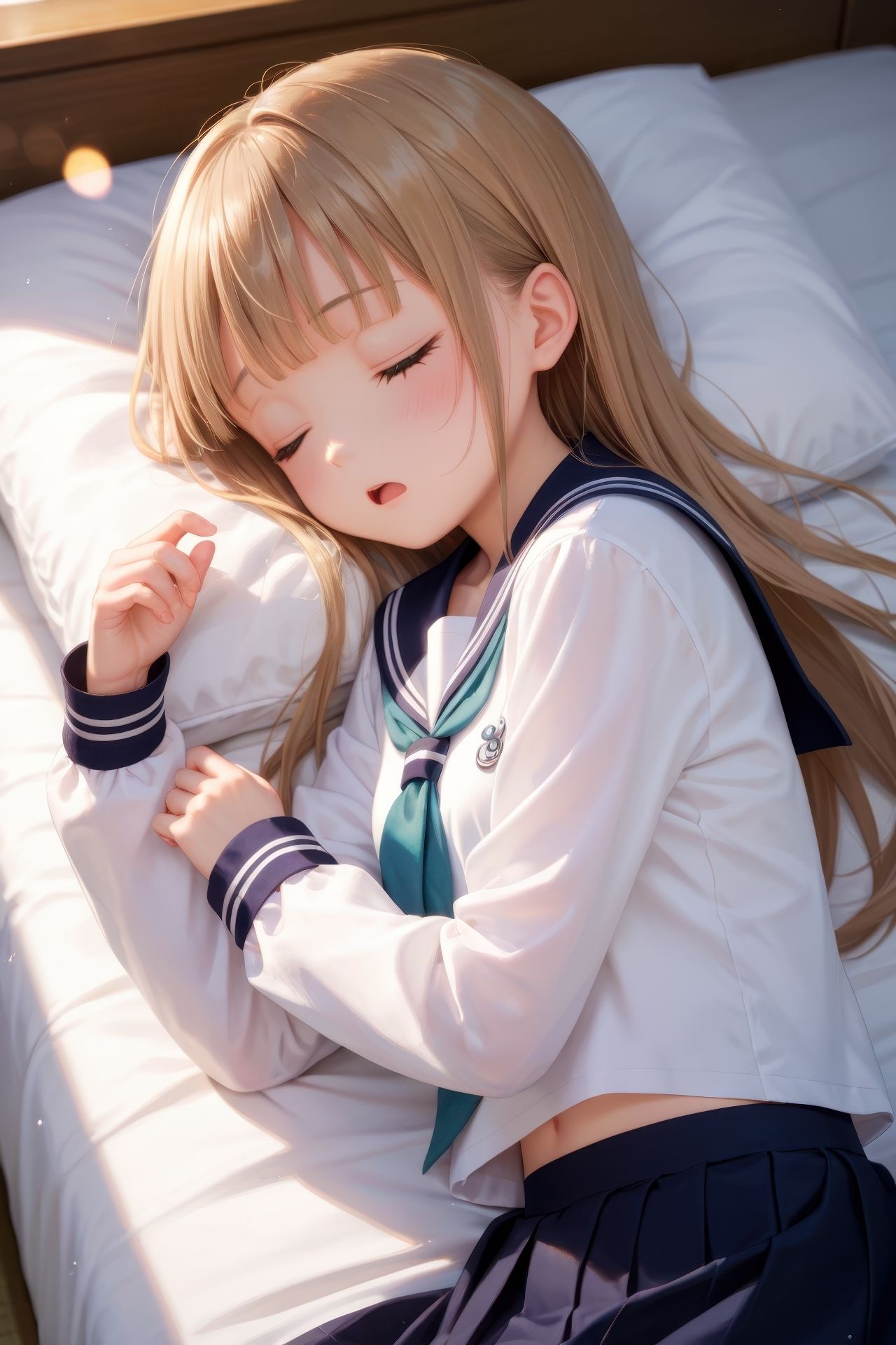 眠っている制服娘を全裸にする - サンプル画像 4