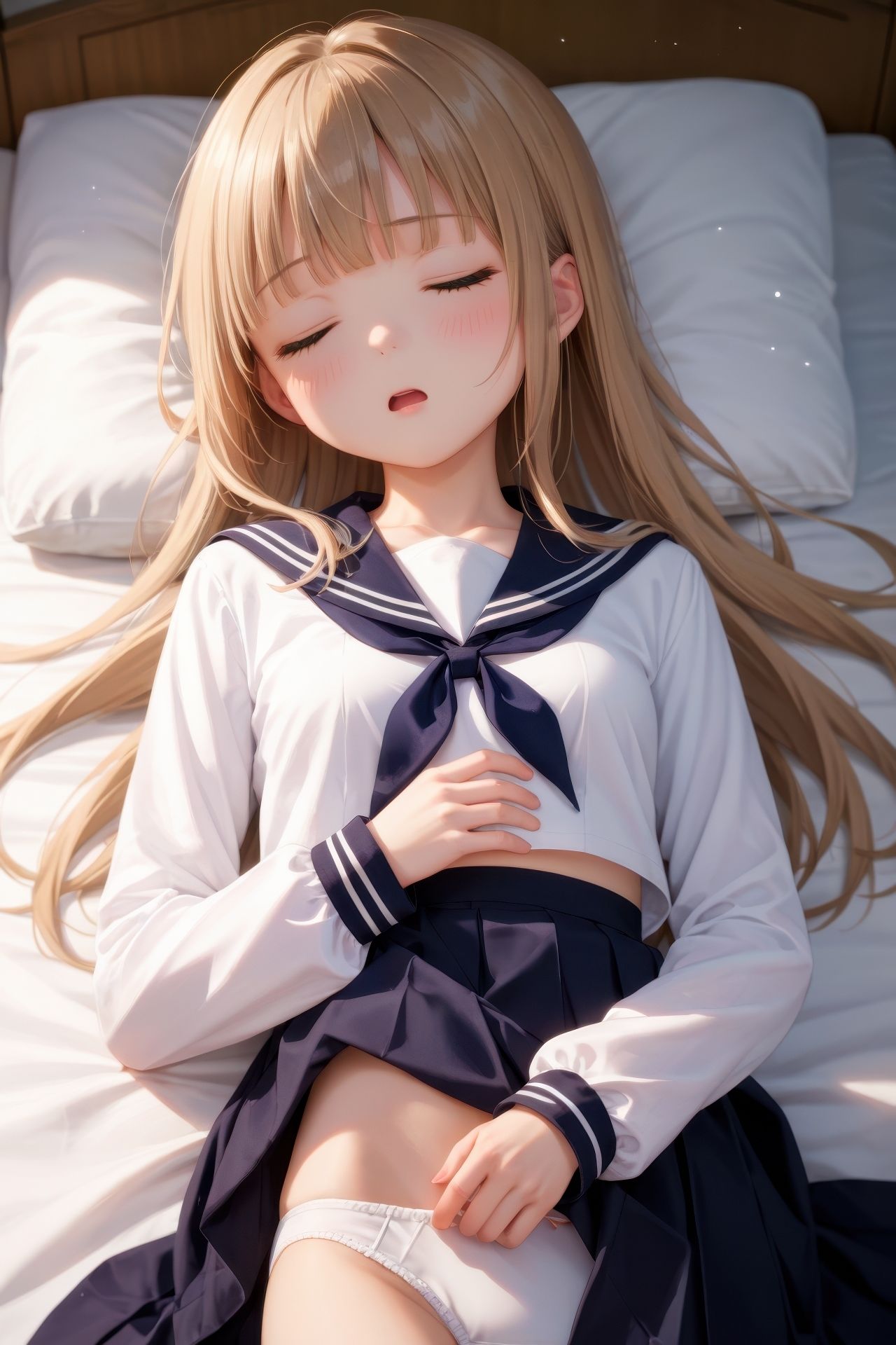 眠っている制服娘を全裸にする - サンプル画像 5