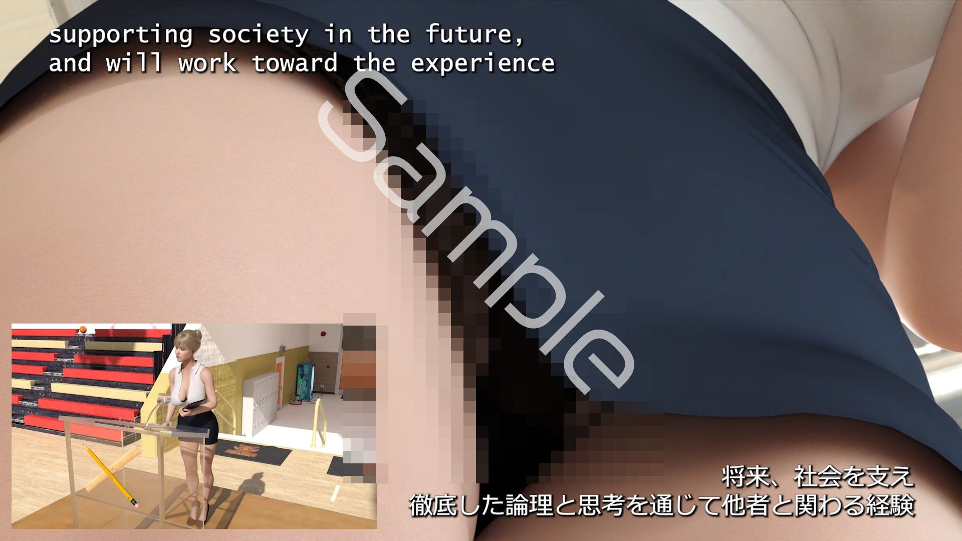 学生イングリッシュディベート全国大会に生徒会長 一ノ瀬廻里が臨む！Vol.01-P『国際ディベート協会のエレン・ベイカー先生（アジア太平洋局長・27歳女性）による開会の挨拶』（PV02:黒Tバックショーツ） - サンプル画像 2