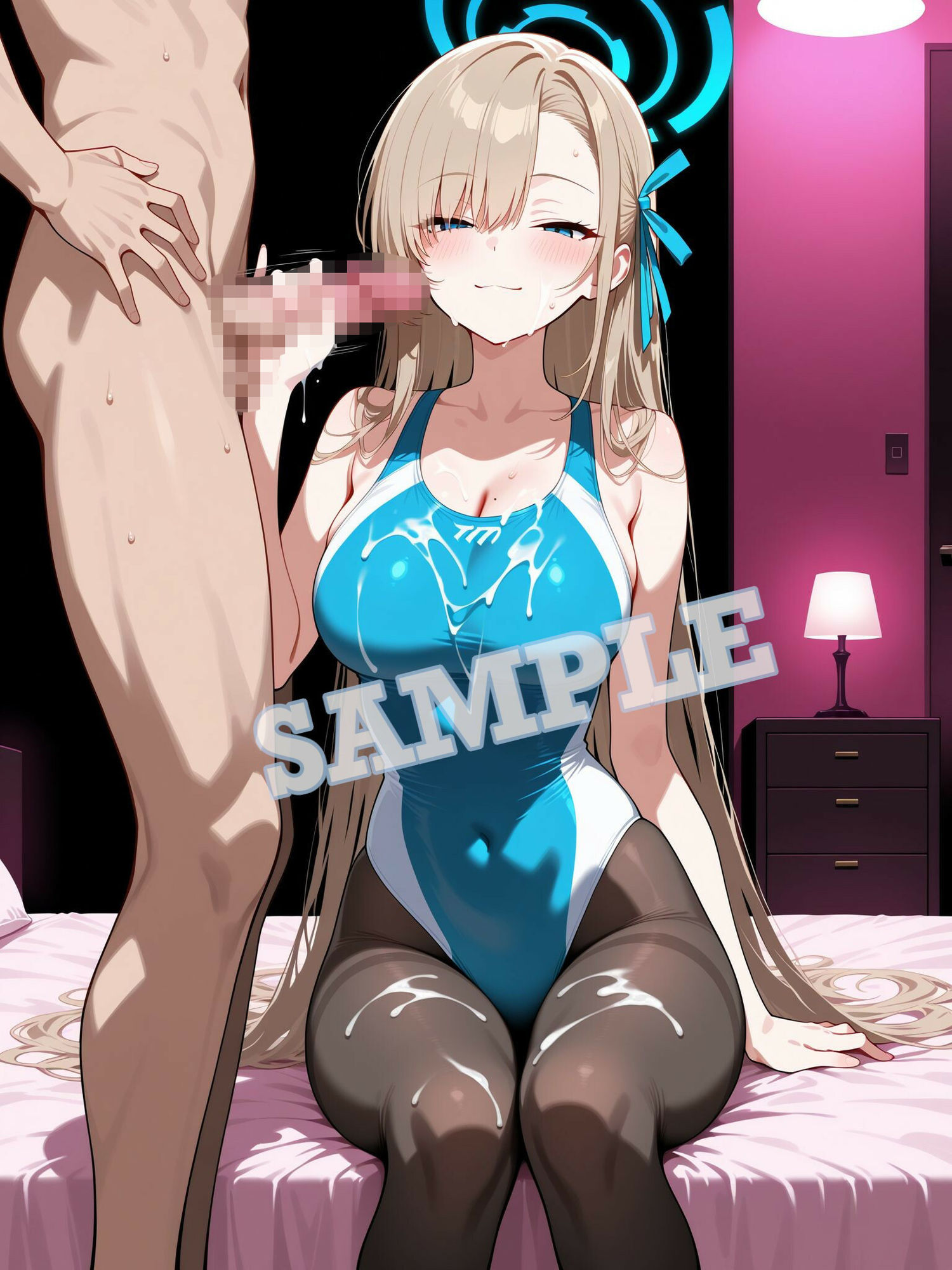 ブルアカ  アスナ  競泳水着黒ストッキングCG集 - サンプル画像 2