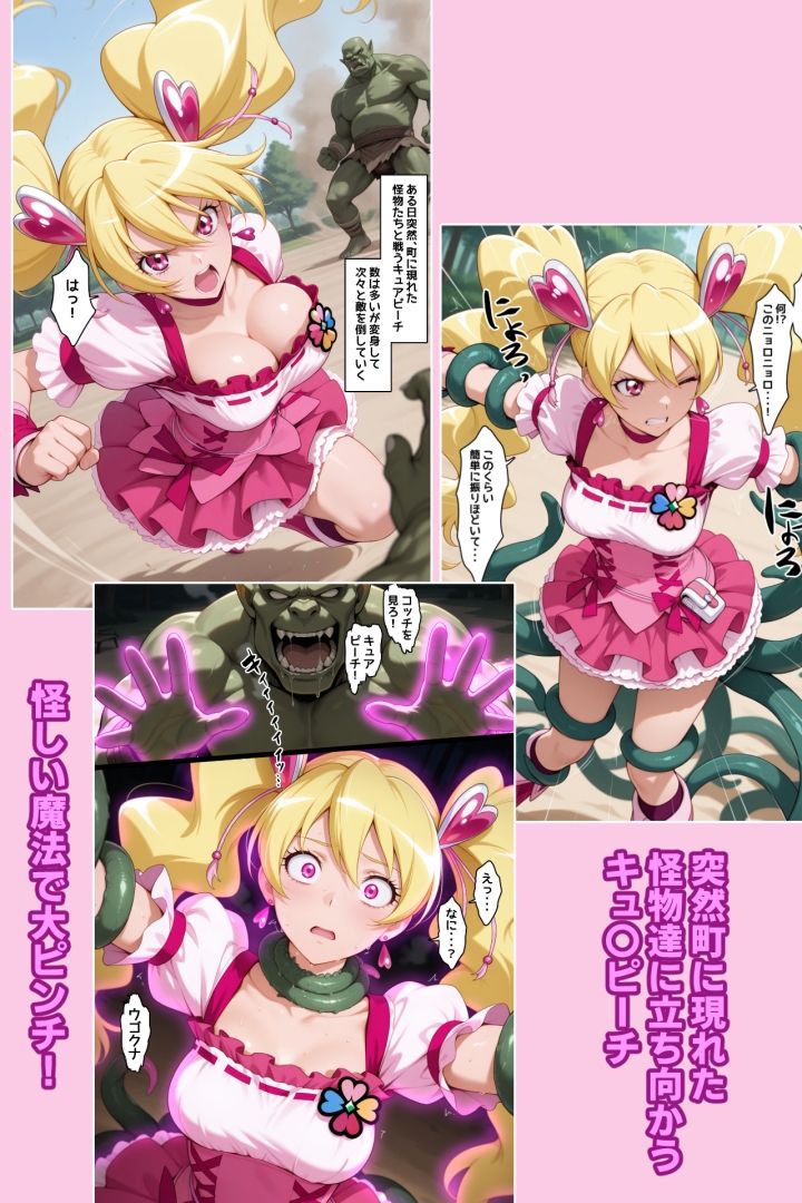 種付け怪人VSキュ〇ピーチ・敗北！ボロボロに負けて出産地獄、キュ〇ピーチの受難！ - サンプル画像 1