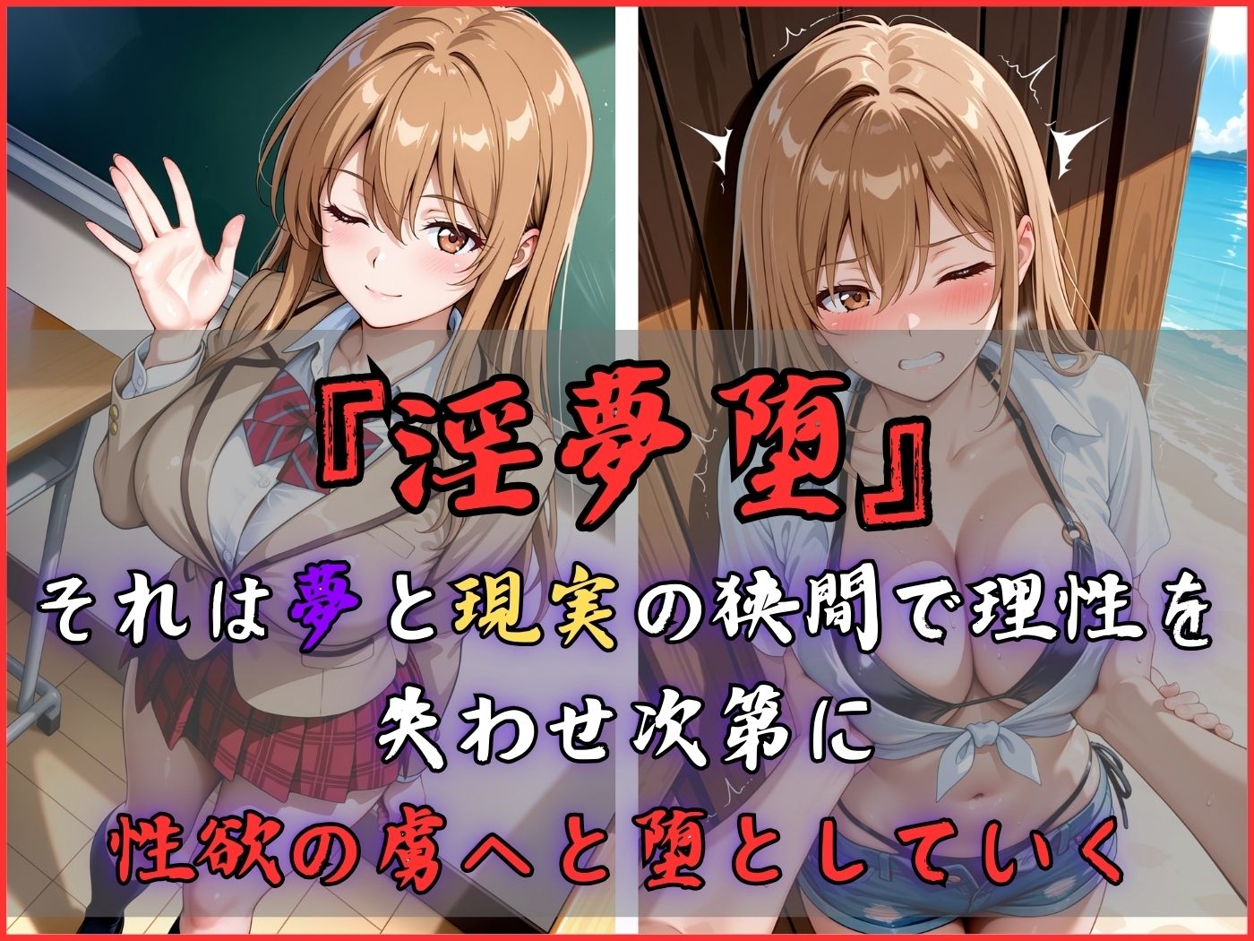 【4Kイラスト】淫夢堕_俺の淫夢で神崎千夏の本性を犯し尽くす！！（海の家編） - サンプル画像 3