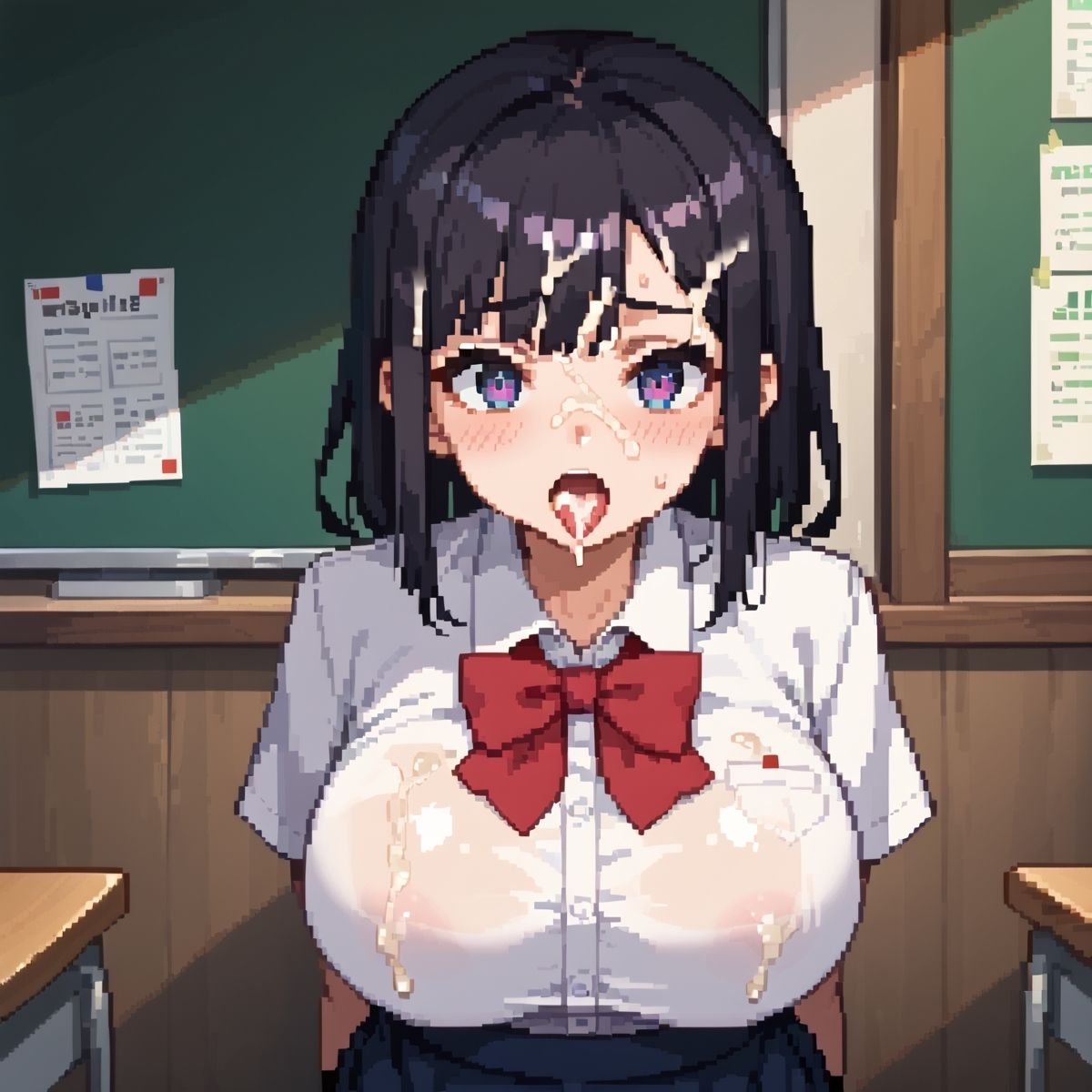 私立ドット絵学園！可愛いドット絵風巨乳女子校生とセックス！パート2 - サンプル画像 8