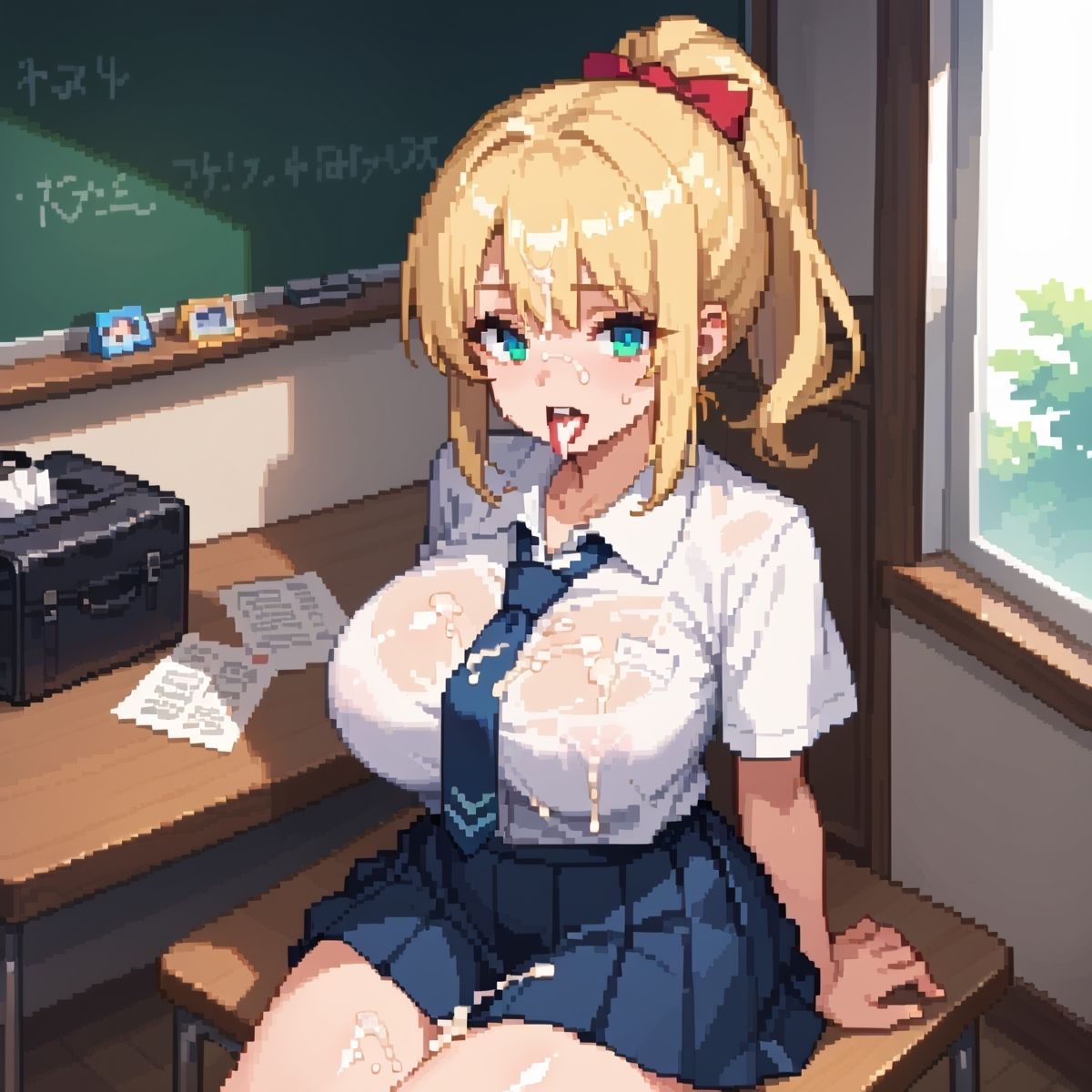 私立ドット絵学園！可愛いドット絵風巨乳女子校生とセックス！パート3 - サンプル画像 9