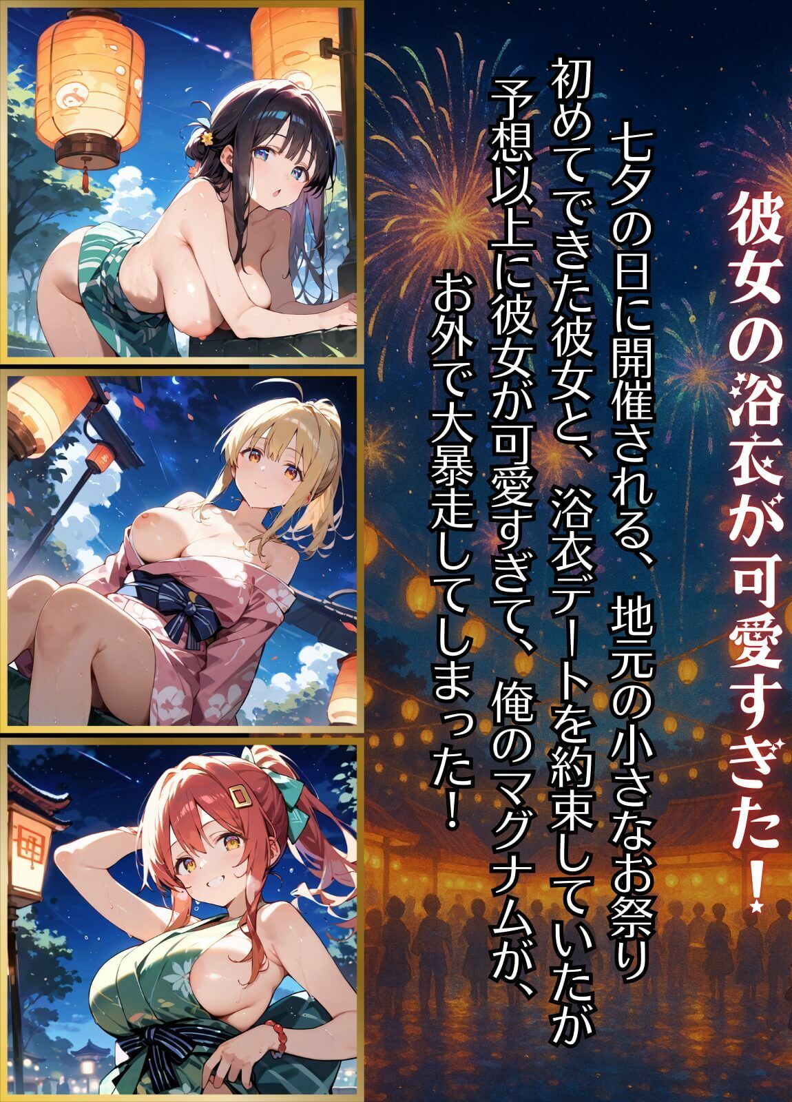 祭りの夜に君を奪う〜浴衣の君が可愛すぎて俺のマグナムが火を噴くぜ！！〜【厳選CG240枚収録】 - サンプル画像 1