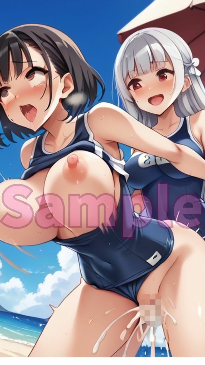 夏だ！海だ！スクール水着＆ふたなり美女たちとビーチで大乱交パート3 - サンプル画像 10