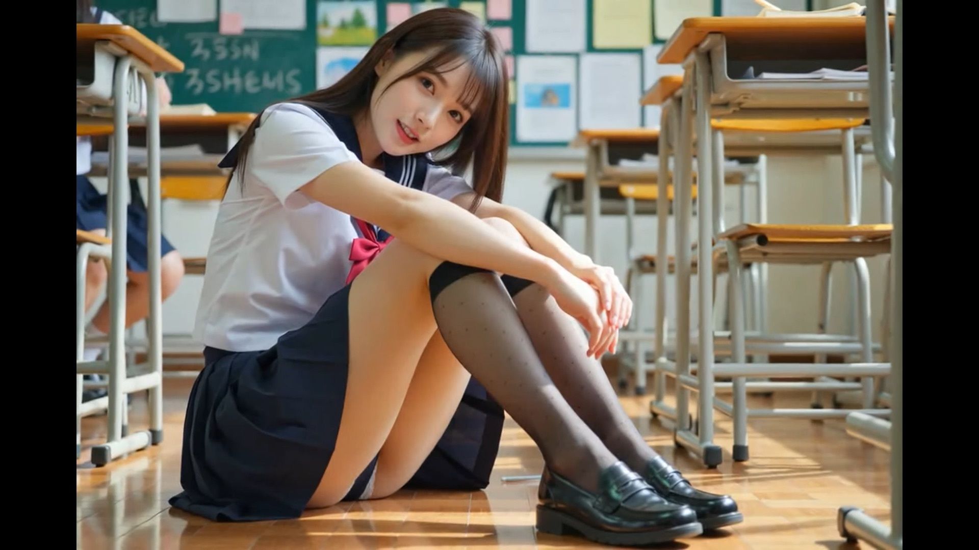 制服女子の体育座りパンチラショート動画集 - サンプル画像 3