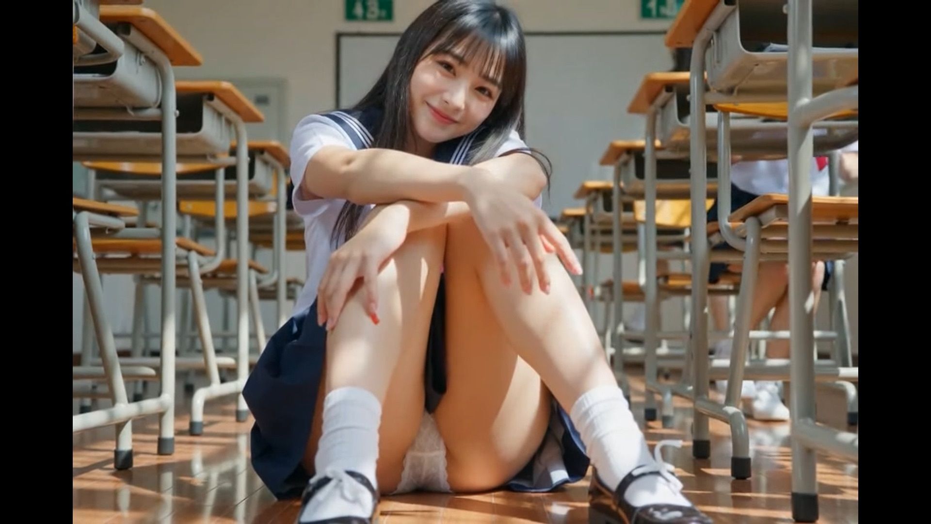 制服女子の体育座りパンチラショート動画集 - サンプル画像 5