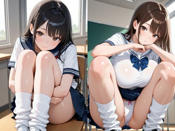 クラスの巨乳ギャルたちと教室での甘い放課後 - サンプル画像 1