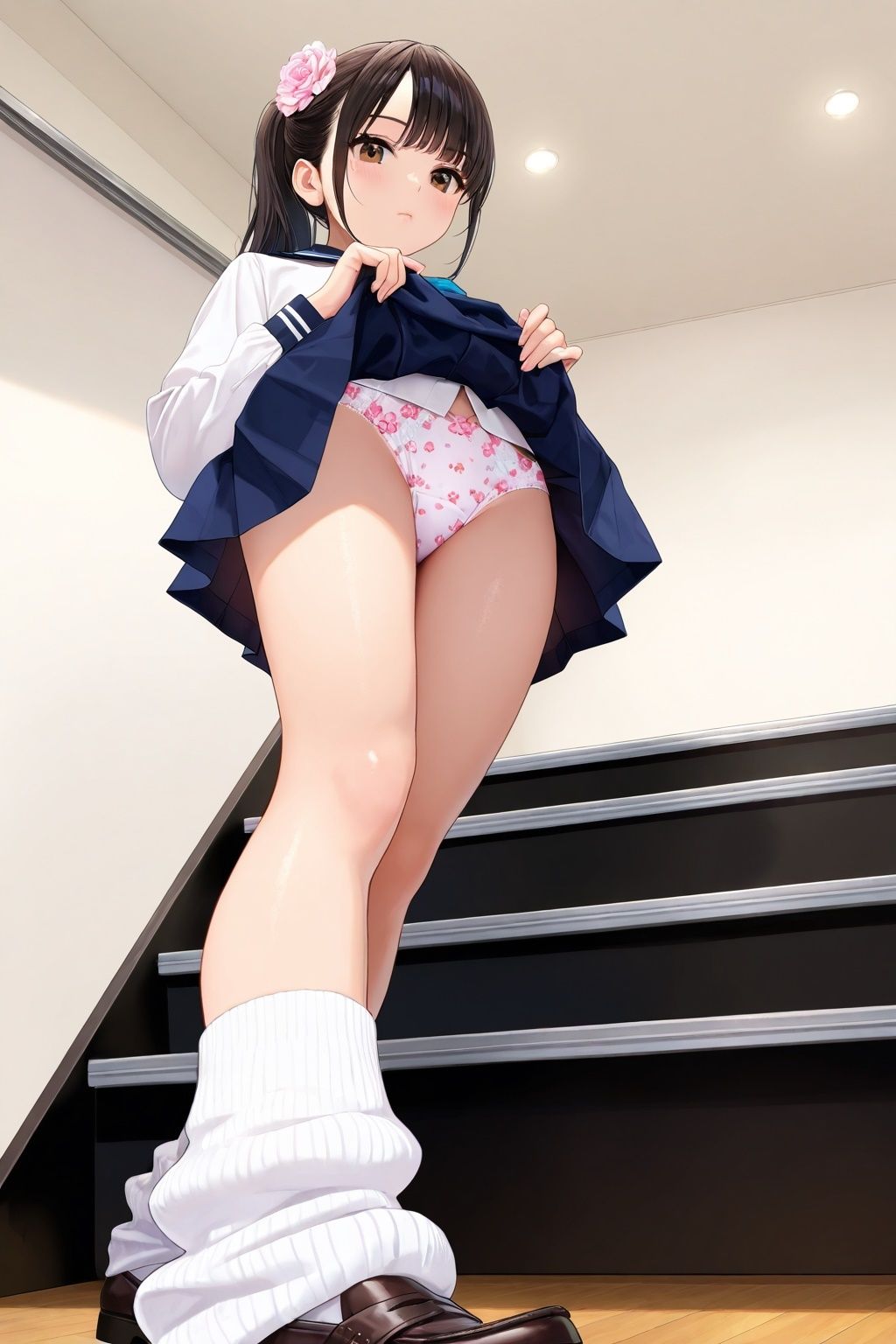 ルーズソックスJKのたくし上げパンチラ - サンプル画像 3