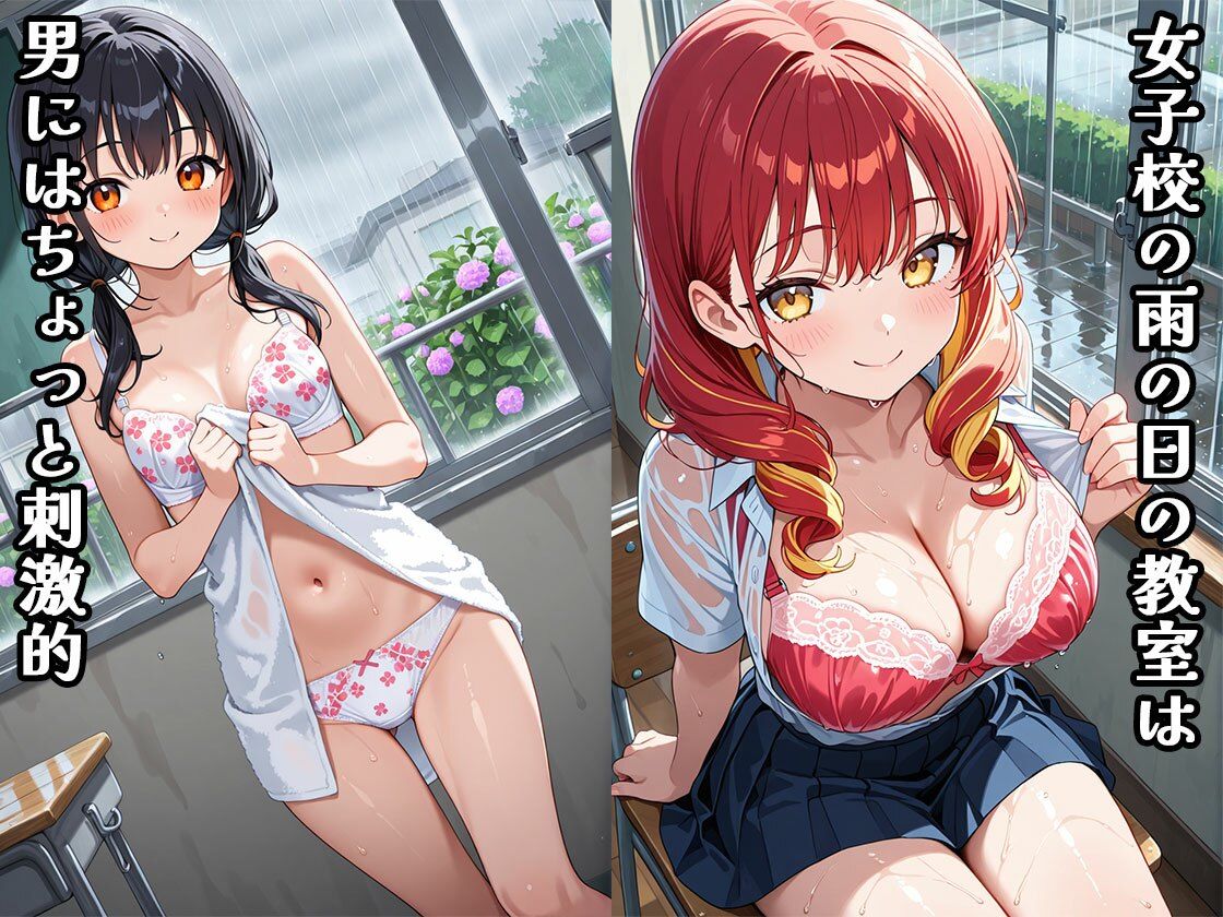 雨の日、女子校の教室に男教師が入ったら（CG100枚） - サンプル画像 1