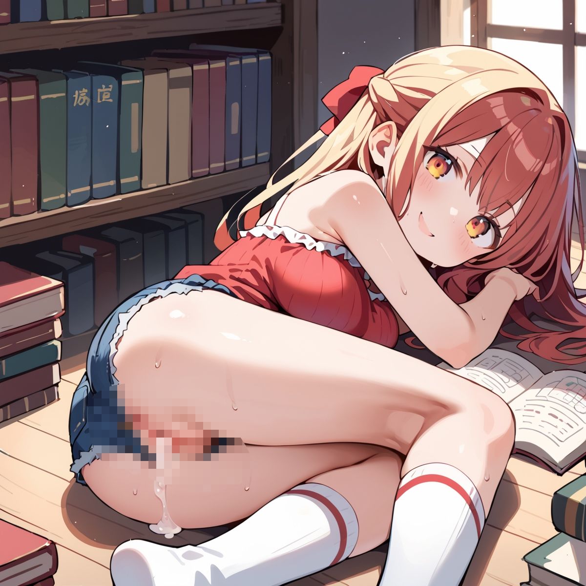 夏休み、図書館の静寂に溶ける2人の秘密page.6 - サンプル画像 1