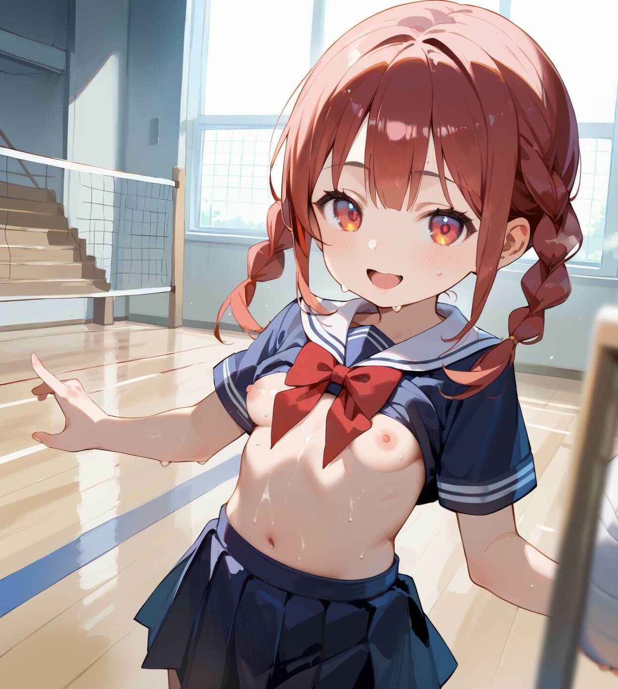 ちっぱい娘と隠れて体育館で2・230枚 - サンプル画像 2