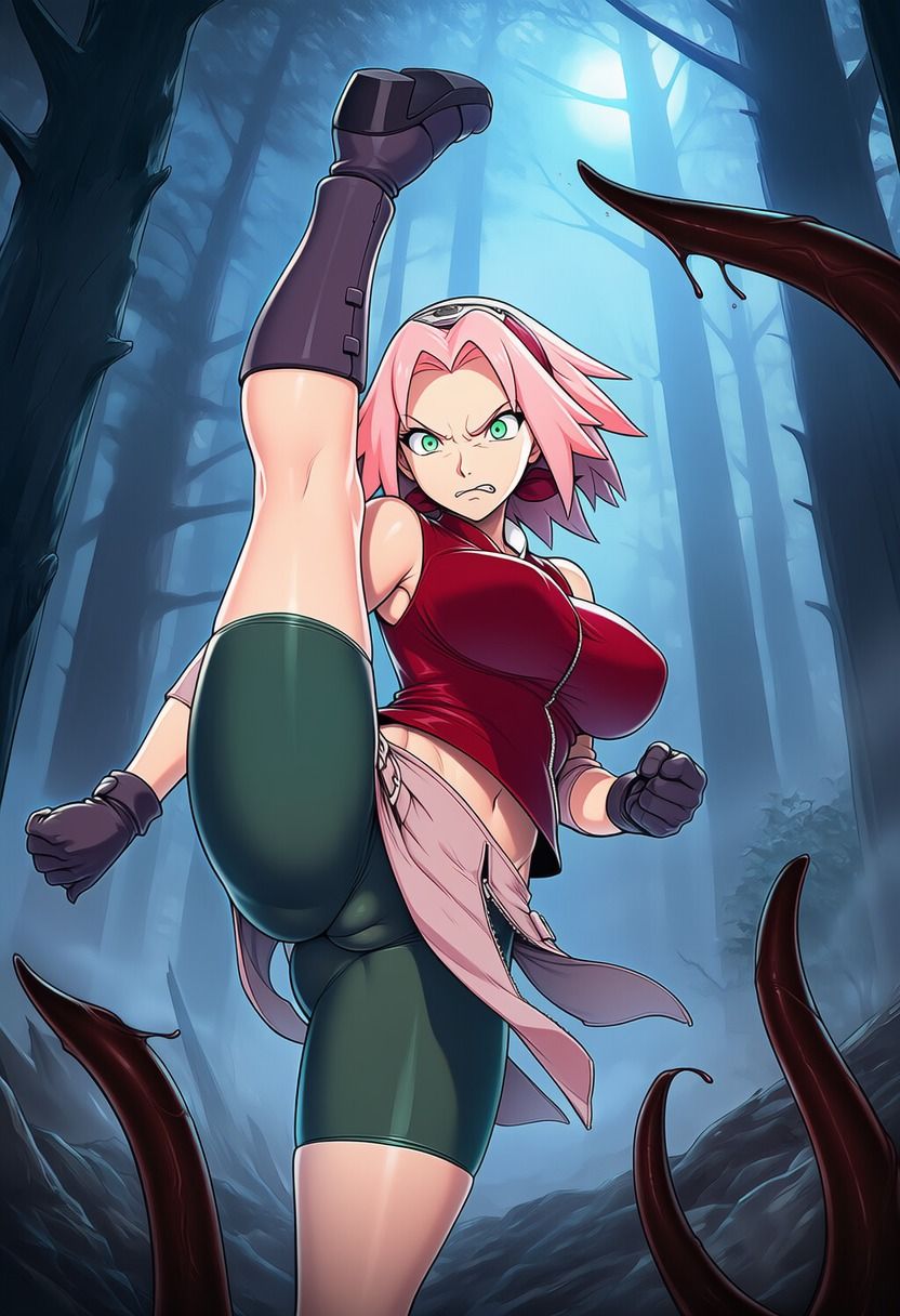 サクラ vs ぬるぬる触手【ふたなり編】 - サンプル画像 3