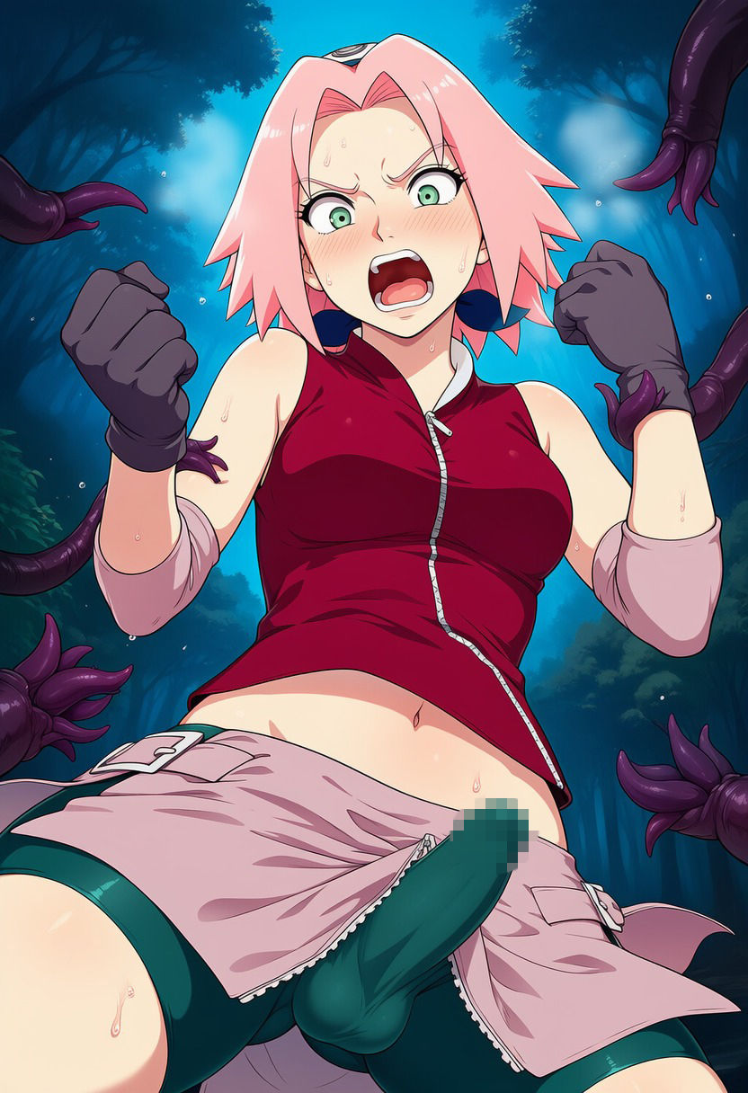 サクラ vs ぬるぬる触手【ふたなり編】 - サンプル画像 5