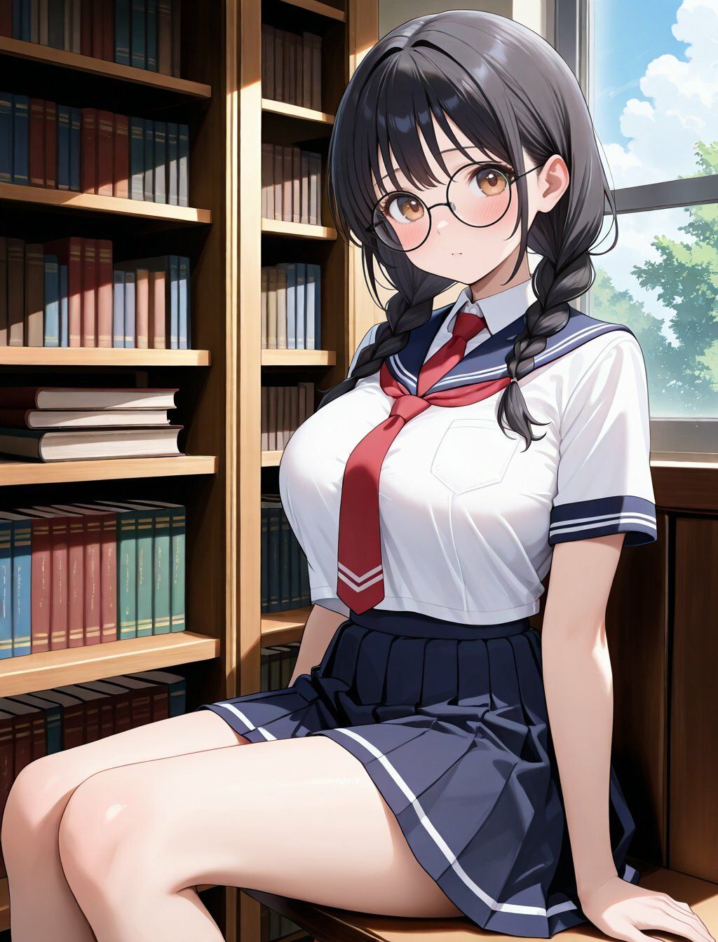 静寂の図書室で乱される委員長 - サンプル画像 3