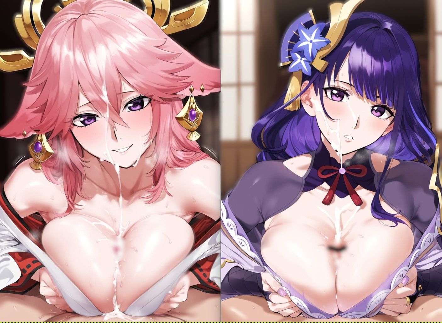 八〇神子＆雷〇将軍のパイズリ - サンプル画像 2