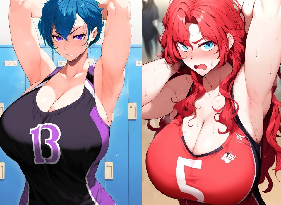 汗だく爆乳お姉さんに嫌な顔されながら腋の下を舐め回してぶっかけるだけのCG集8作パック！総勢26人の汗だく爆乳美女の蒸れた腋をべろべろ舐めてぶっかける！ - サンプル画像 3