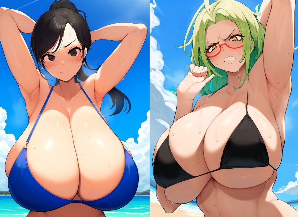 汗だく爆乳お姉さんに嫌な顔されながら腋の下を舐め回してぶっかけるだけのCG集8作パック！総勢26人の汗だく爆乳美女の蒸れた腋をべろべろ舐めてぶっかける！ - サンプル画像 8