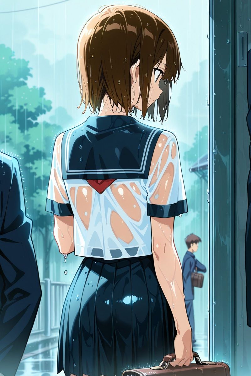 雨に濡れた女子校生を雨宿りさせたら… - サンプル画像 1