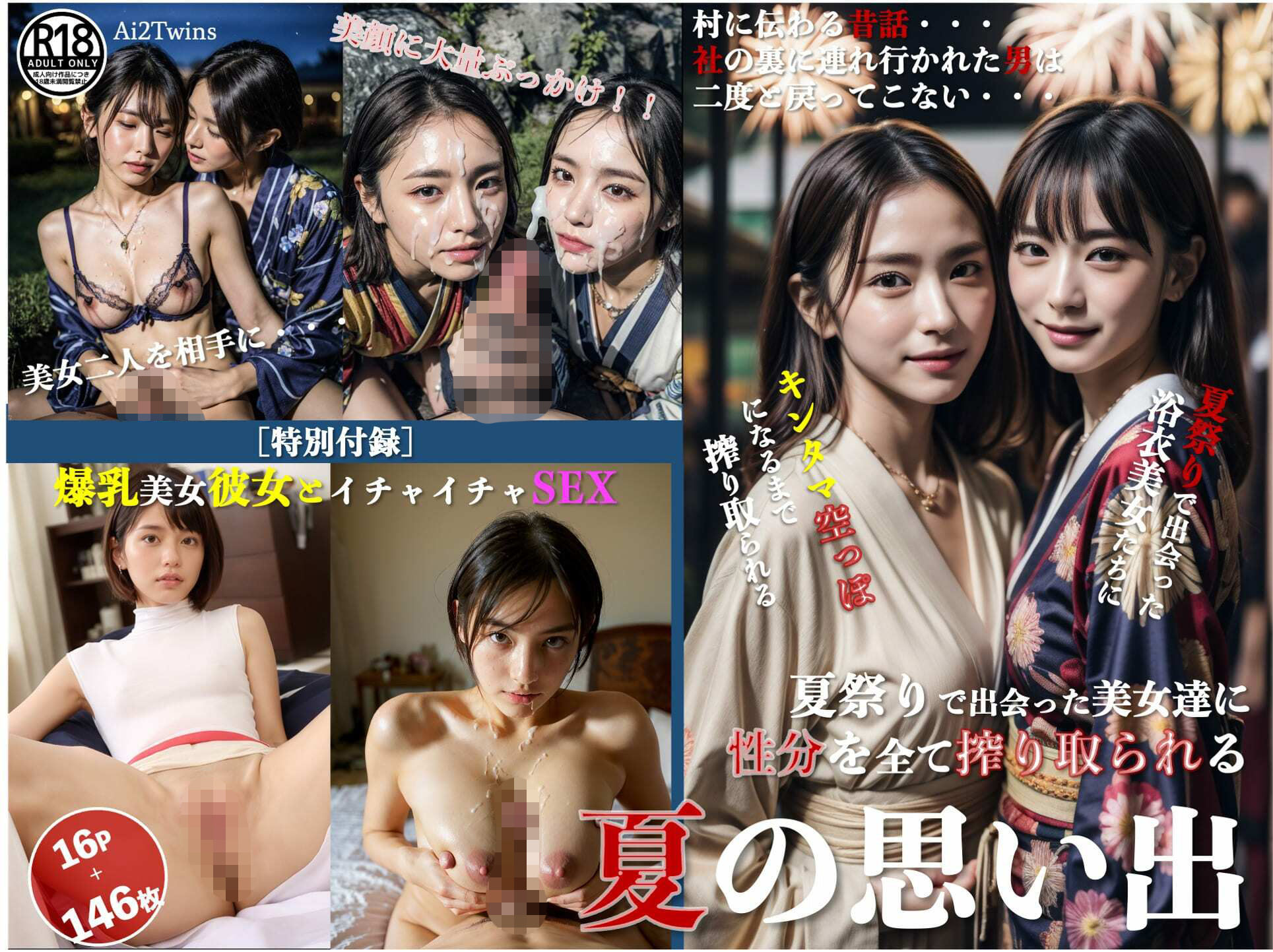 ［ストーリー＋大量画像！］夏祭りで出会った美女達に性分を全て搾り取られる夏の思い出 - サンプル画像 1