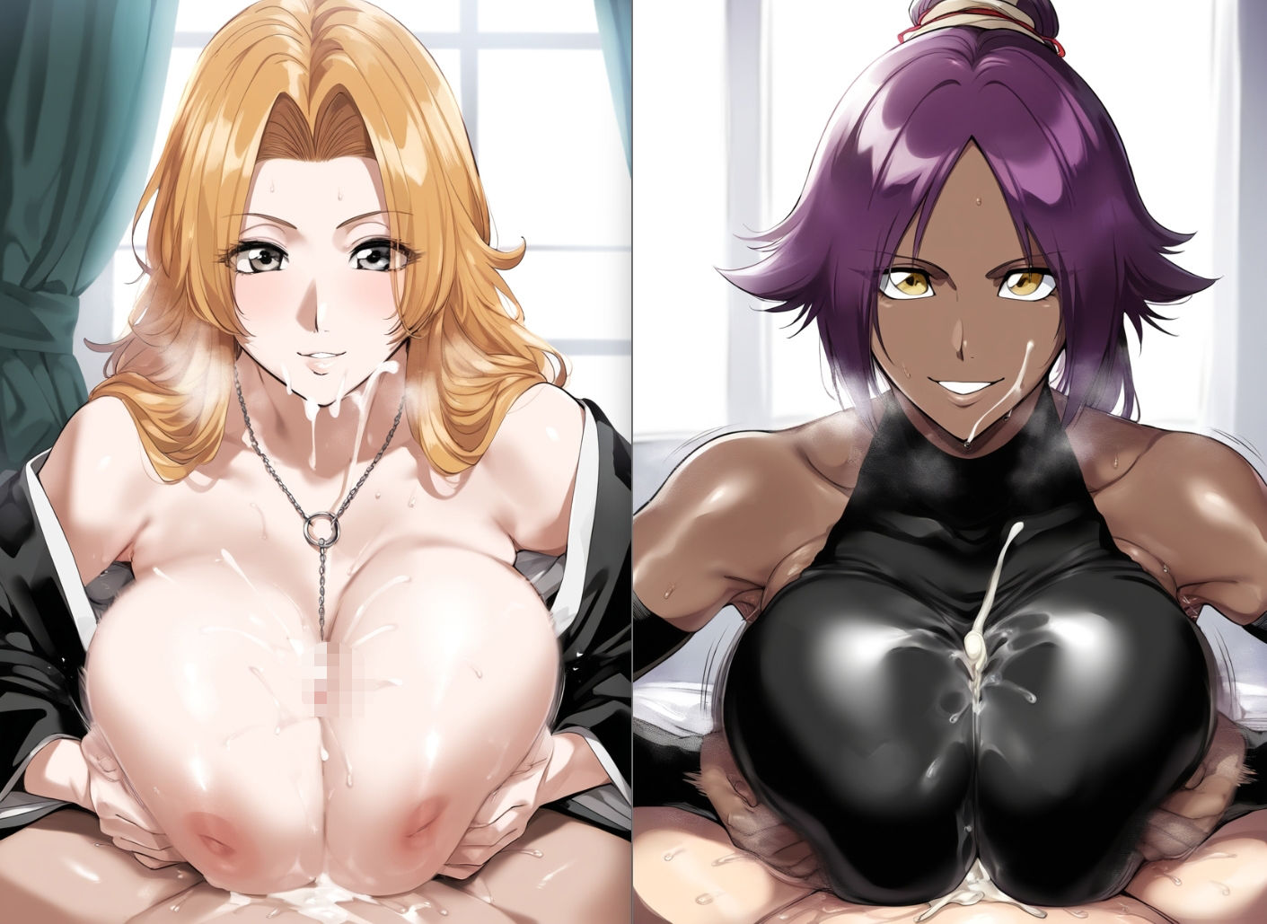 松〇乱菊＆四〇院夜一のパイズリ - サンプル画像 2