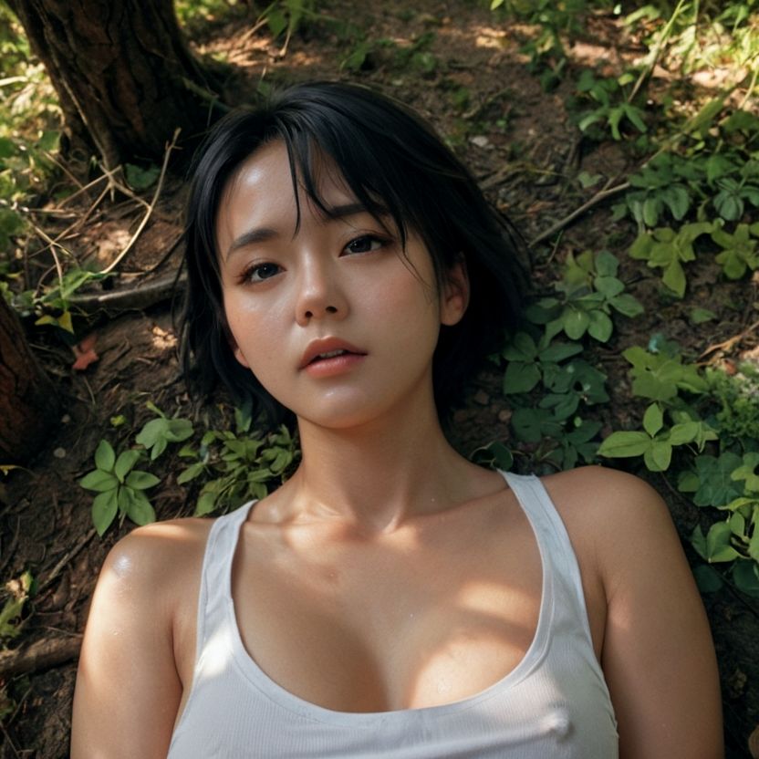 森の中でタンクトップを脱いだお姉さんを押し倒した（セリフなし  AI画像集） - サンプル画像 3