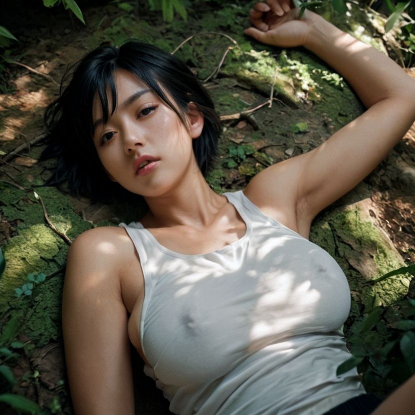 森の中でタンクトップを脱いだお姉さんを押し倒した（セリフなし  AI画像集） - サンプル画像 5