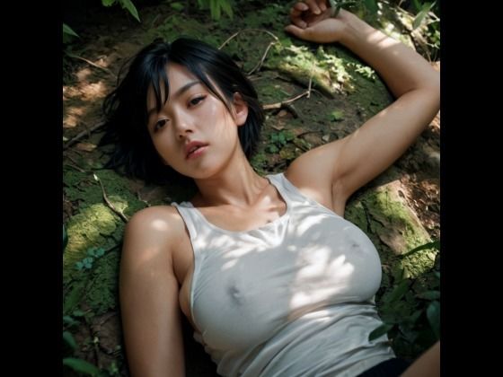 森の中でタンクトップを脱いだお姉さんを押し倒した（セリフなし  AI画像集）