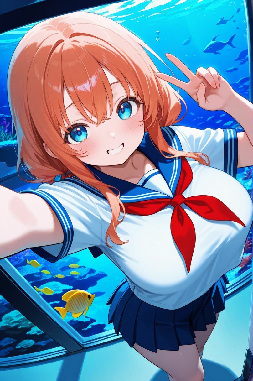 制服未遂。日記【水族館編】──蒼い光に浮かぶ横顔。 - サンプル画像 1