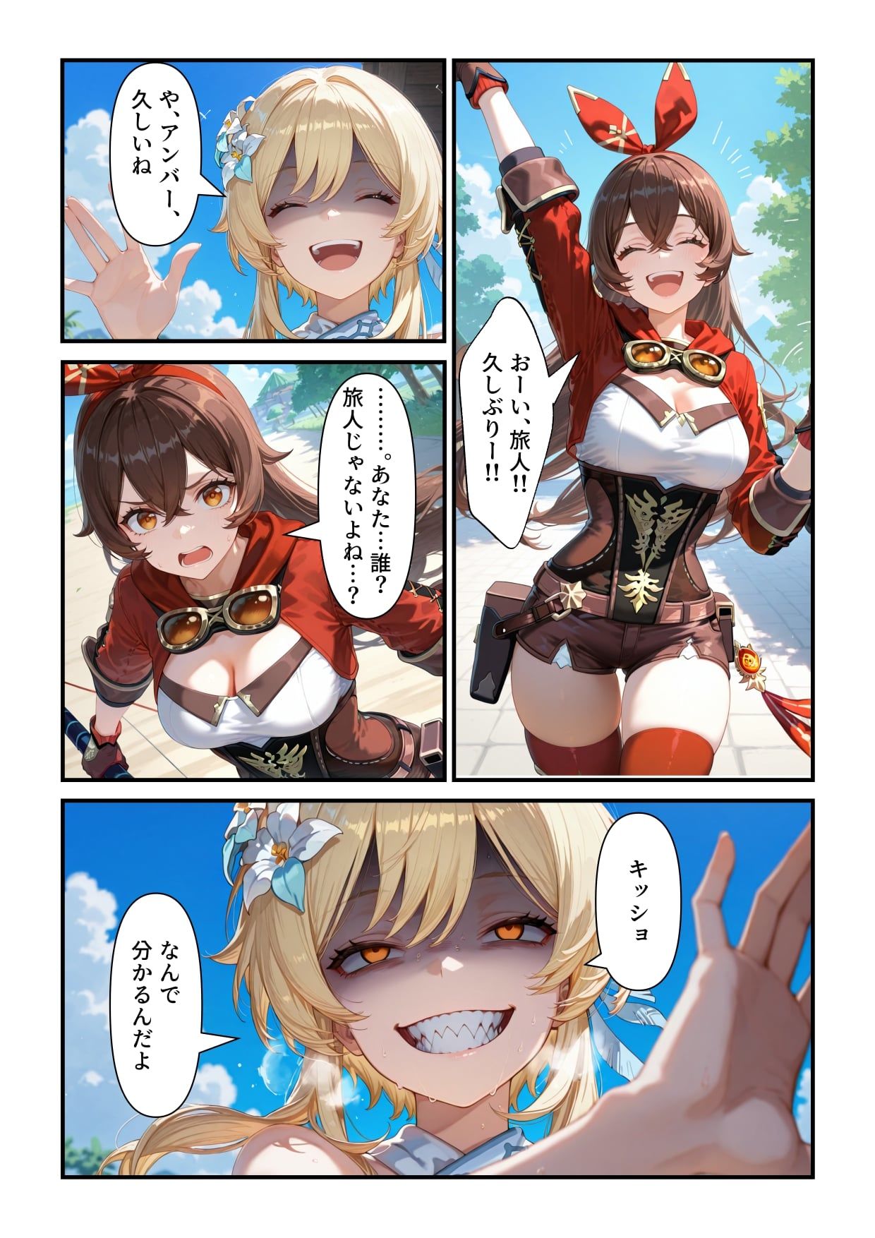 入れ替わり・乗っ取り3作品セット 2（気弱なグラマラス女子との恋愛模様・ 【原神】アンバー憑依・乱心のクノイチ「アヤメ」の3作品を収録） - サンプル画像 4